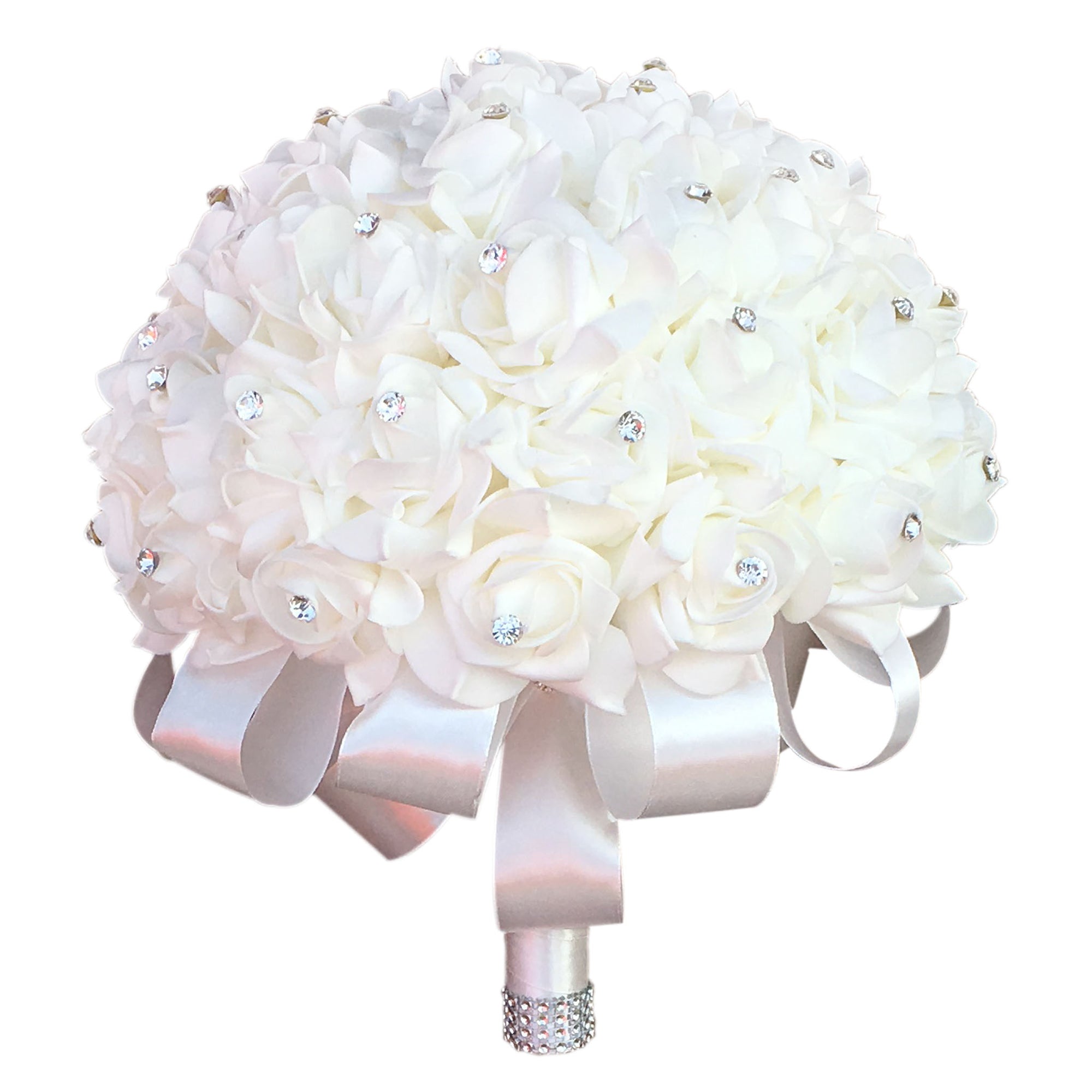 White Flower Bouquets Fake Foam Roses Wedding Package