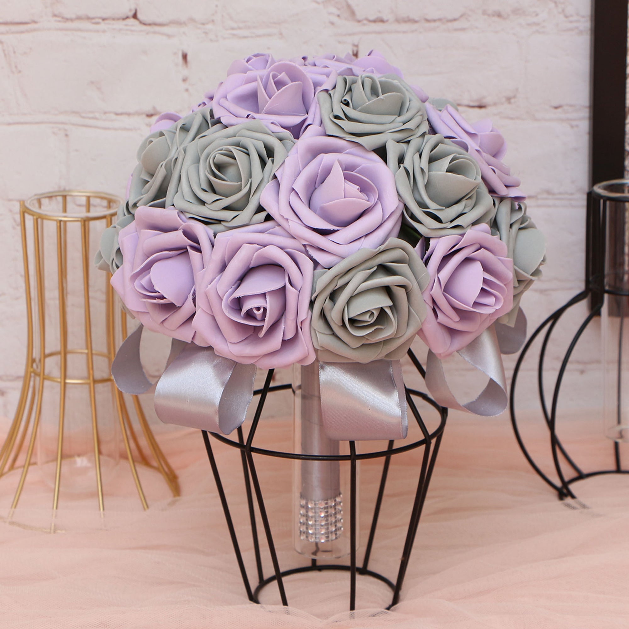 Wedding Bouquet Set Lilac Gray