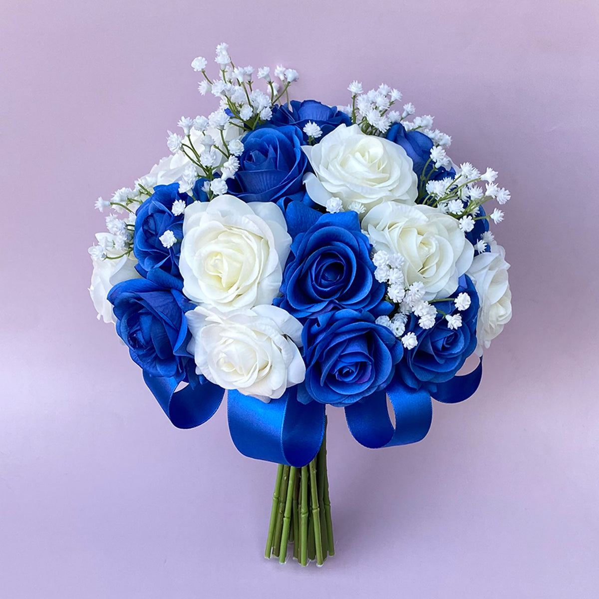 Real Touch Roses Bridal Wedding Bouquets Blue and White - VANRINA