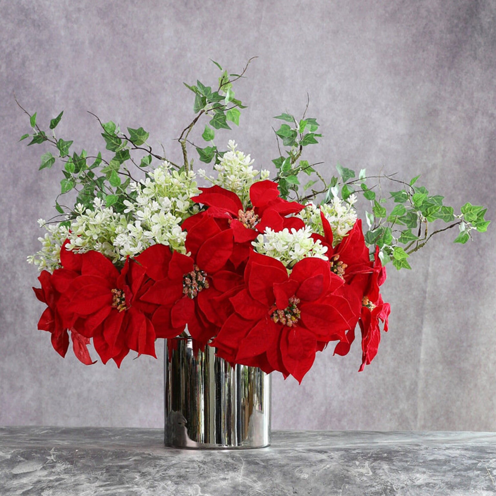 Artificial Red Poinsettia Individual Flowers 12.6"