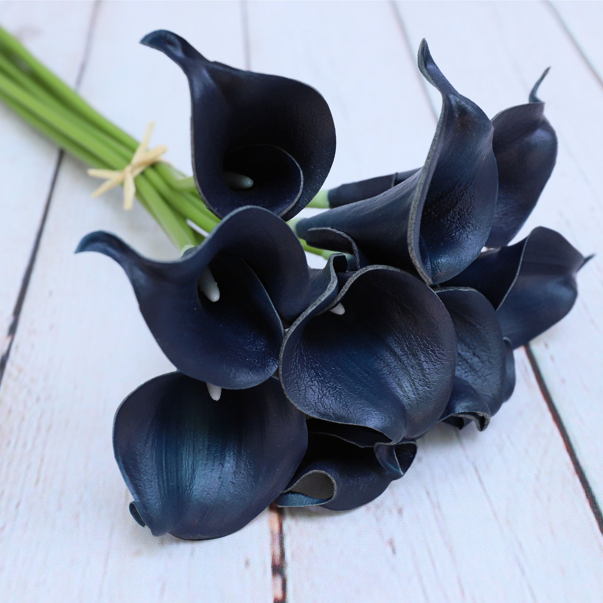 Navy Blue Flowers Artificial Calla Lilies Bouquet