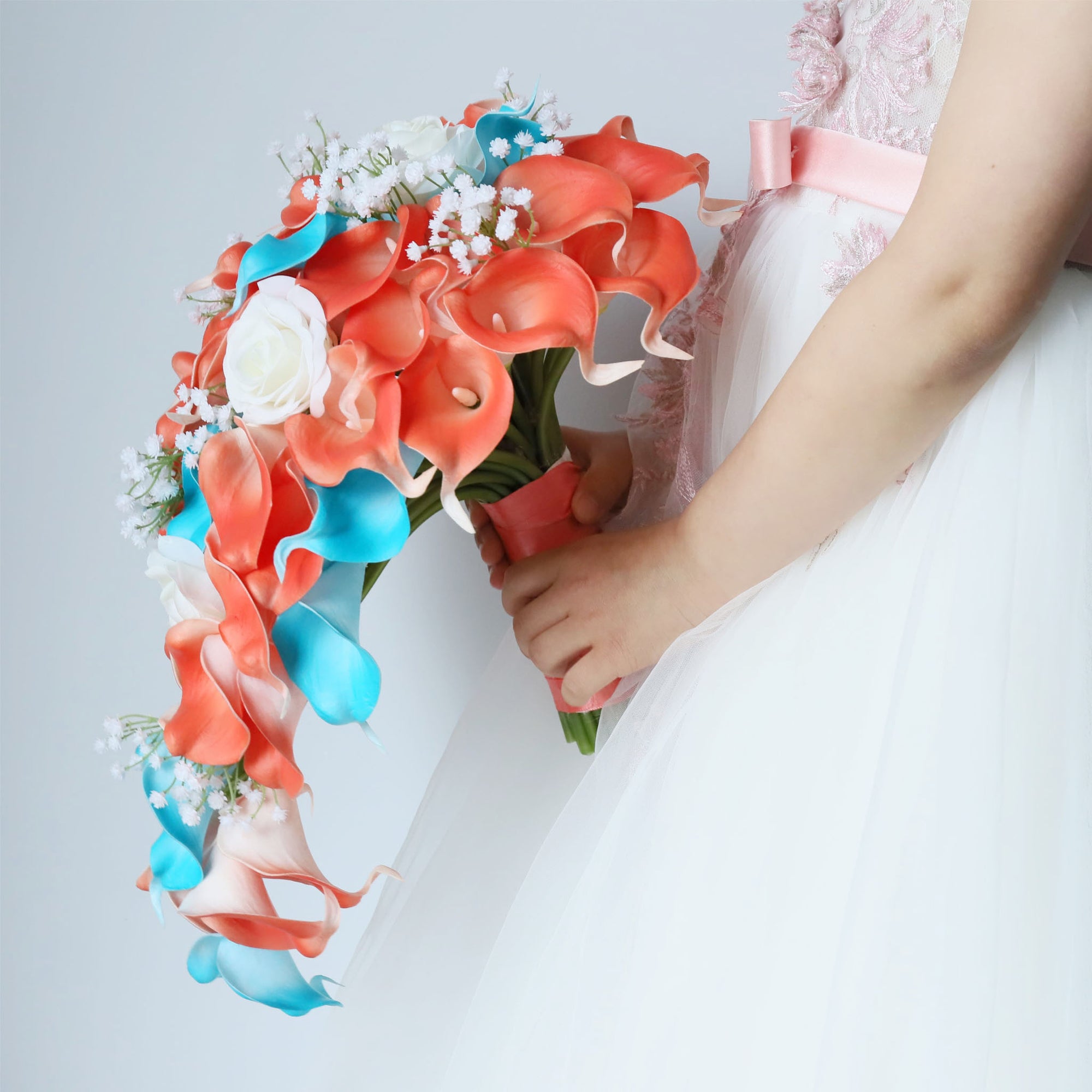 Coral Pool Blue Wedding Bouquets Boutonnieres Corsage