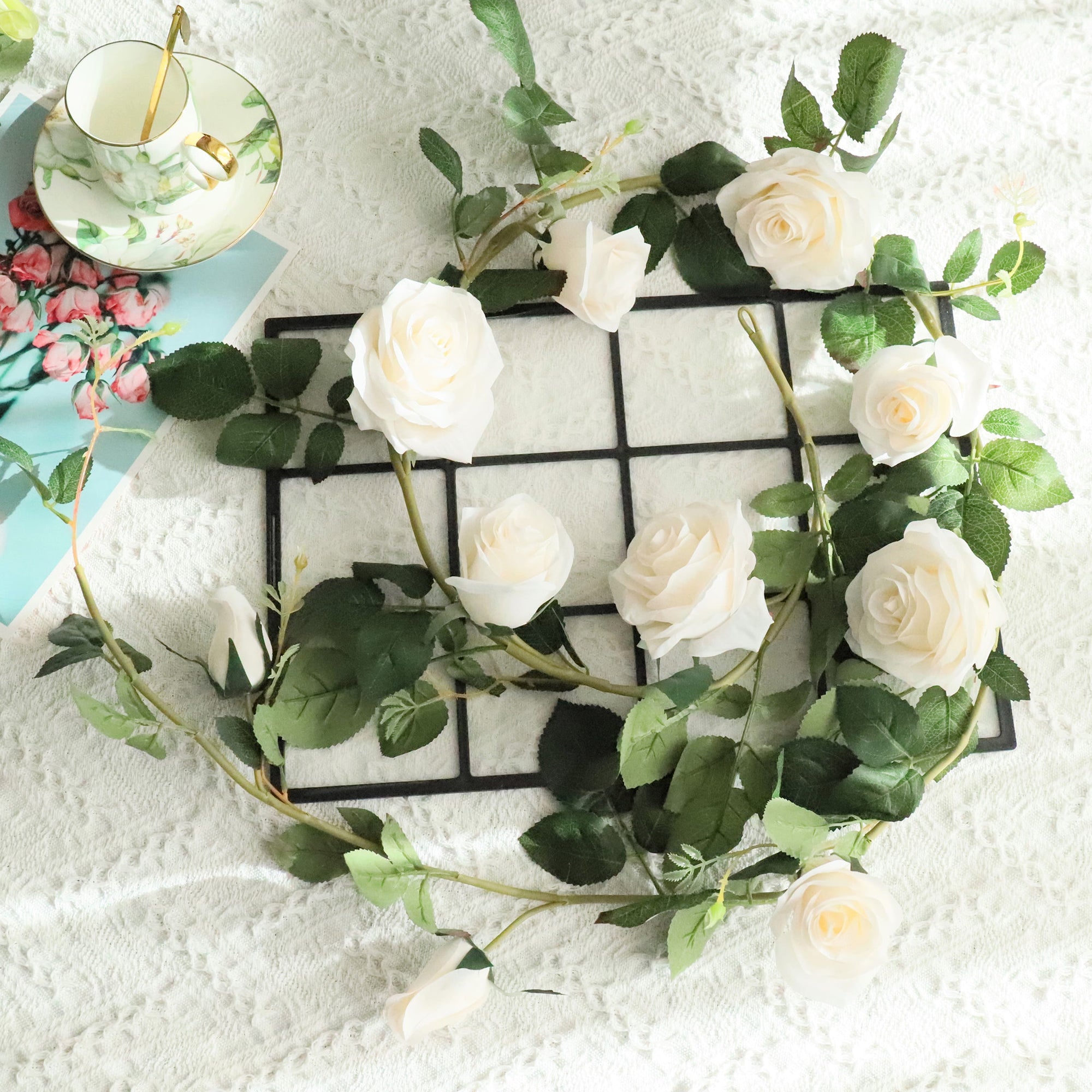 Wedding Arch Flower Vines Fake Rose Garlands for Home Indoor Outdoor