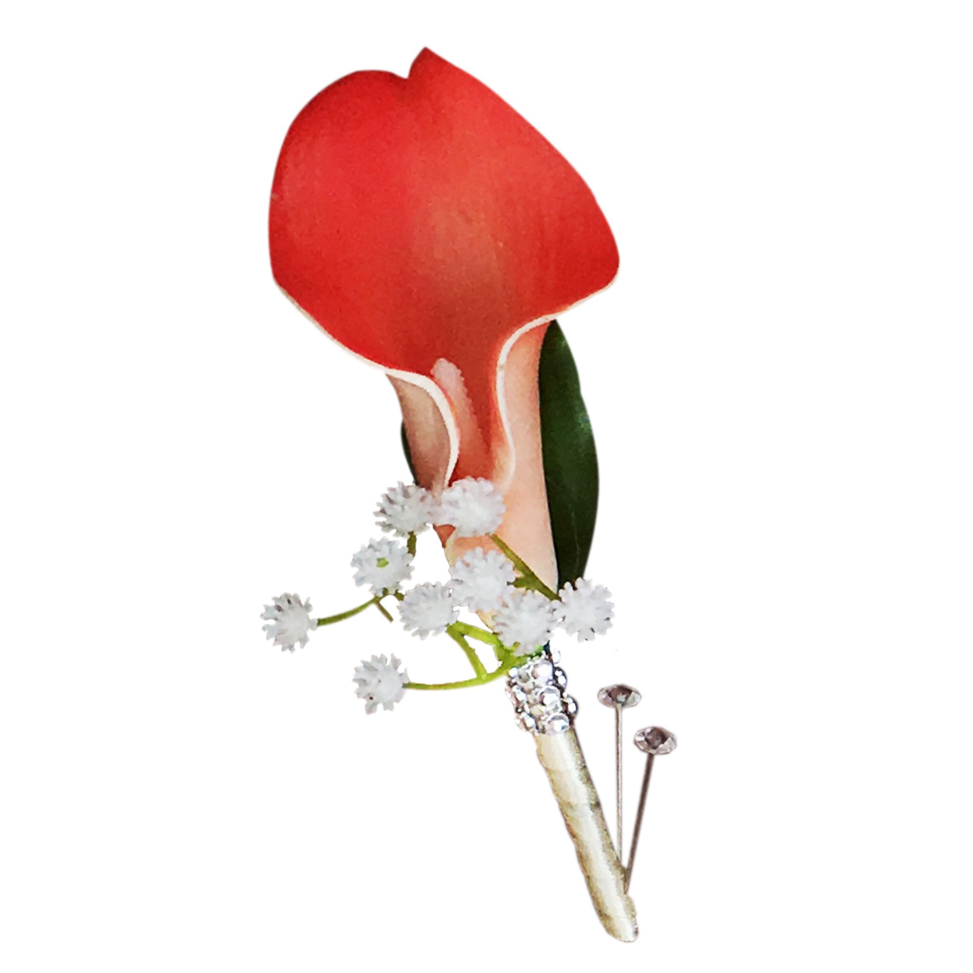 Calla Lily Bouquet in Coral for Wedding Flowers Corsages Boutonnieres