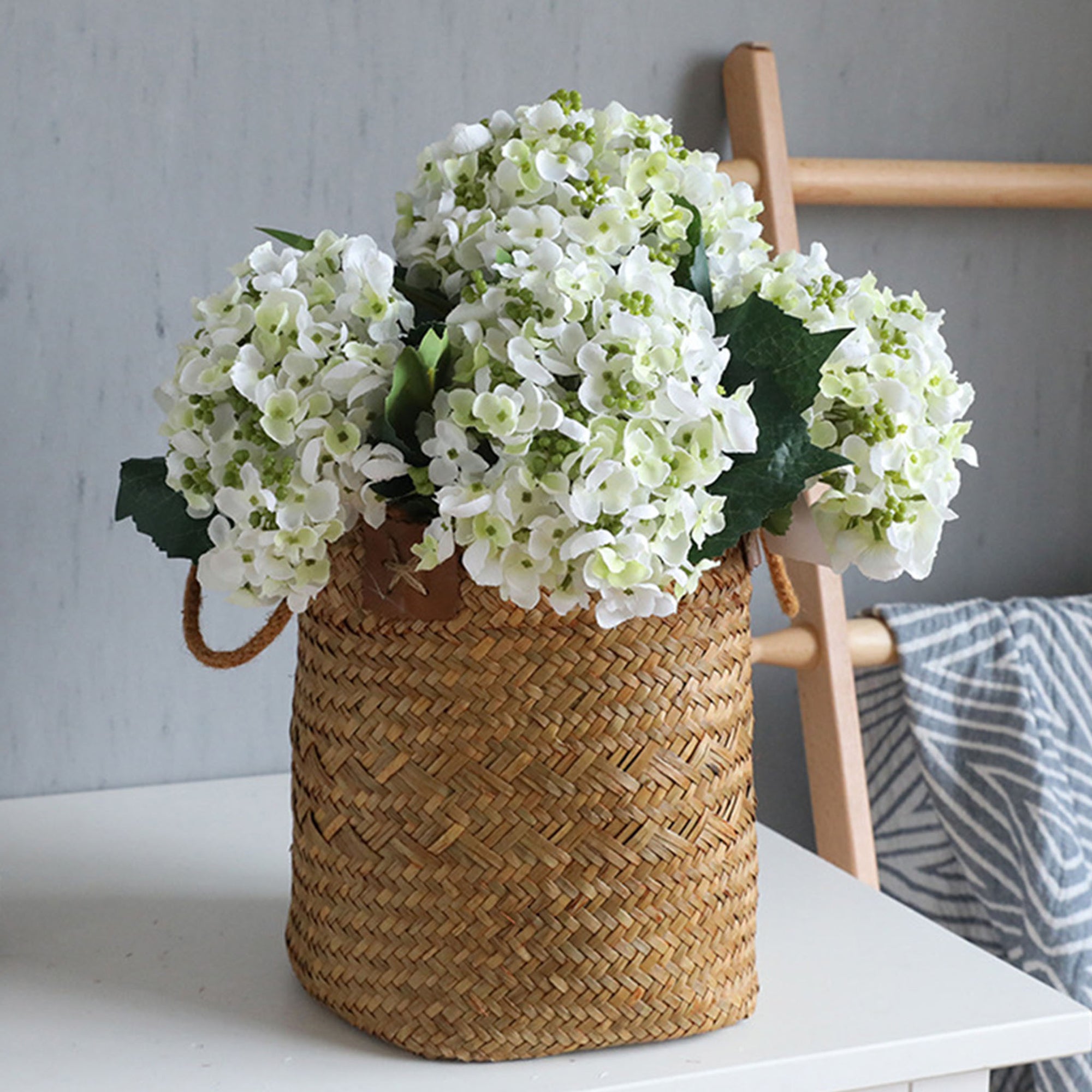 White Seeded Hydrangea Artificial Flowers