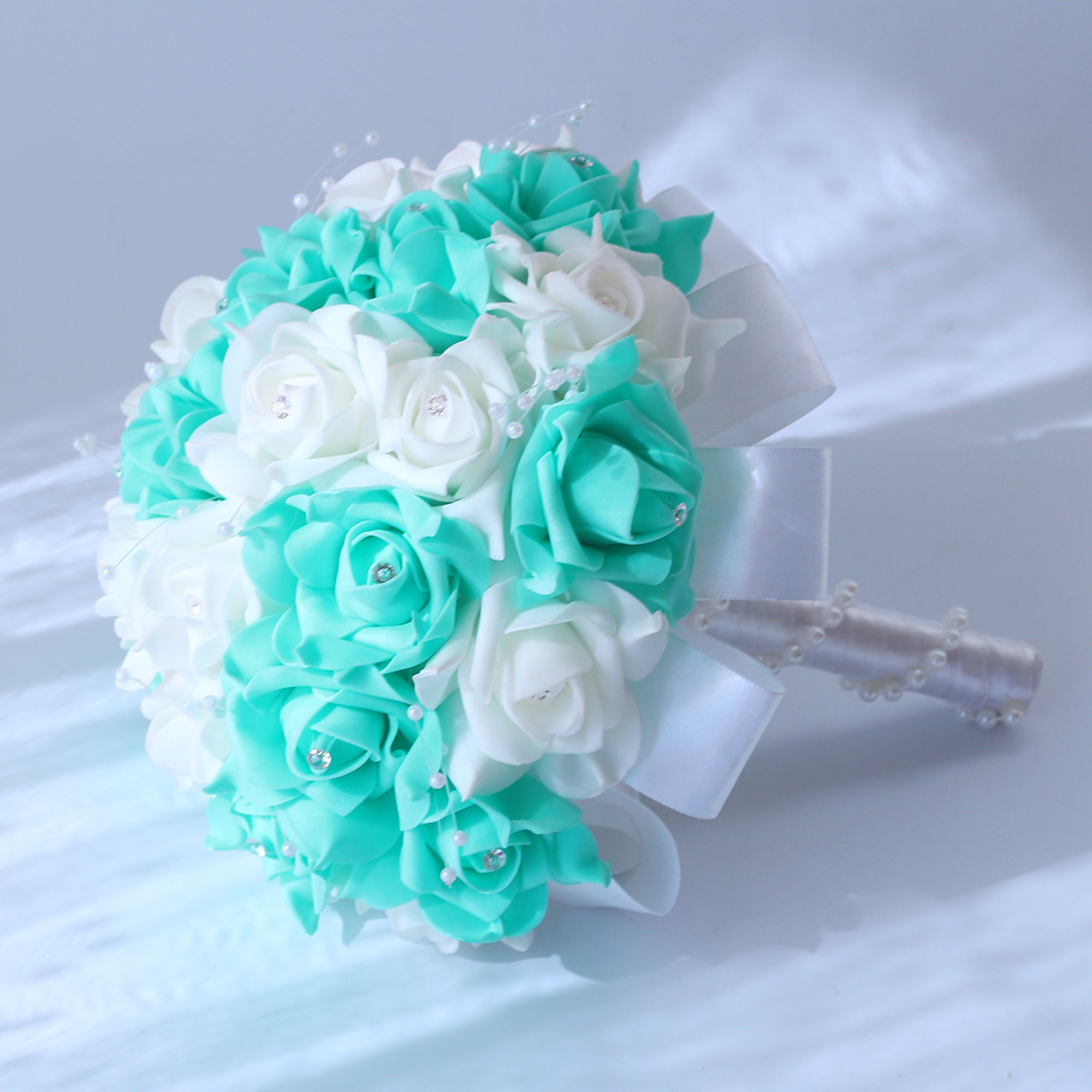 Spa Blue and White Flower Bridal Bouquet