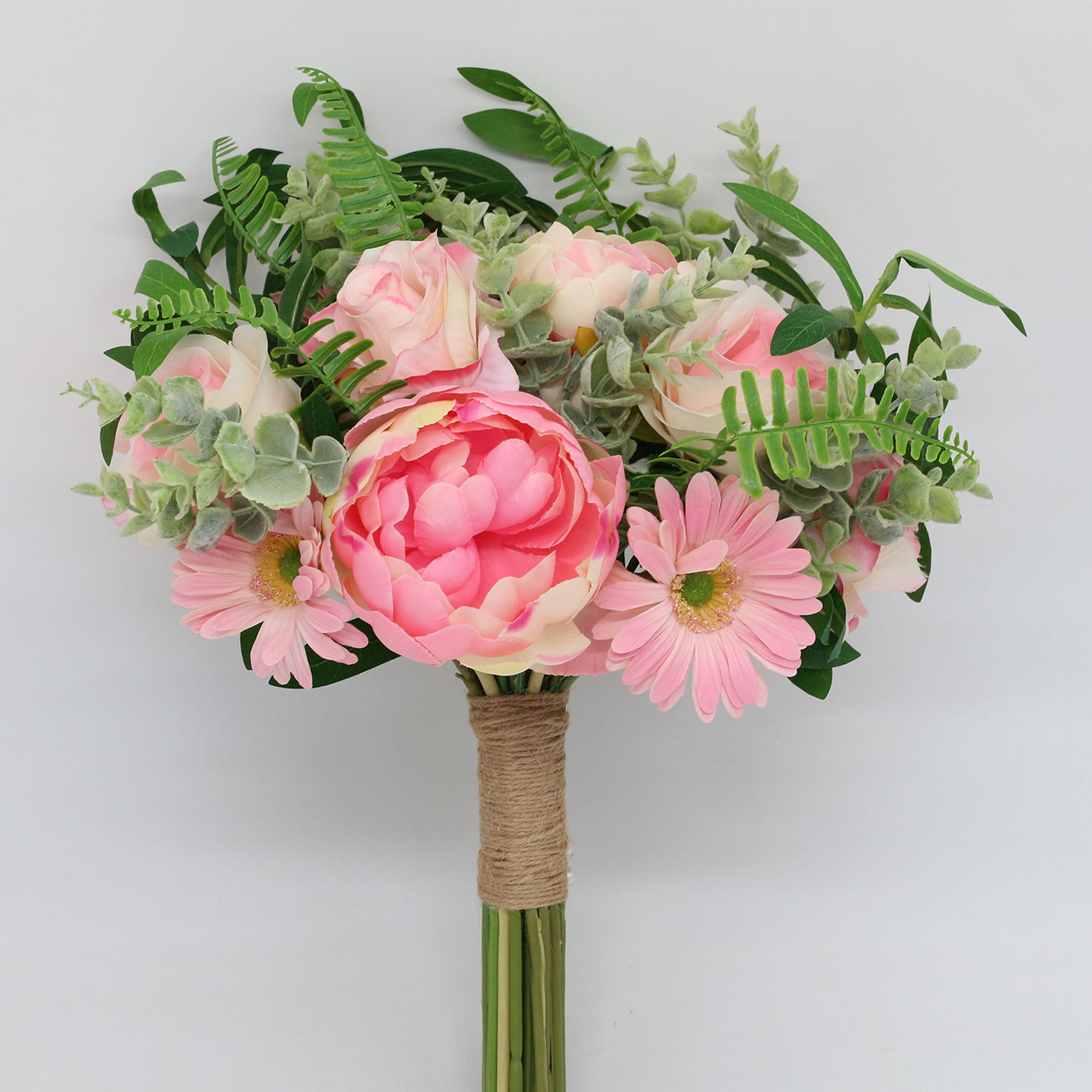 Pink Flowers Rustic Wedding Bridal Bouquet