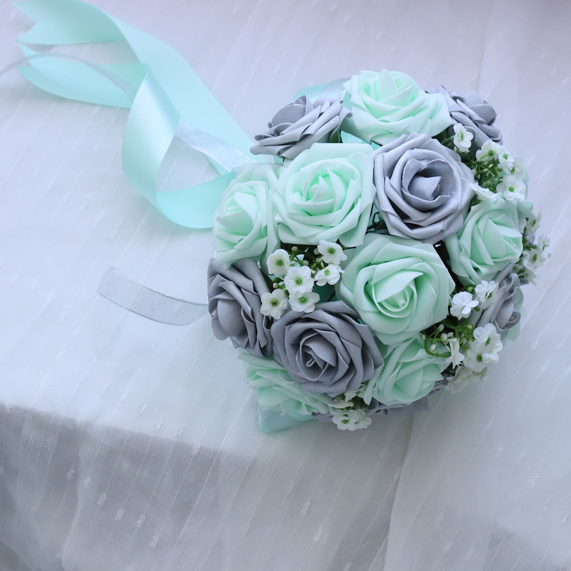 Silver Mint Bridal Bouquet Fake Flower Bouquet