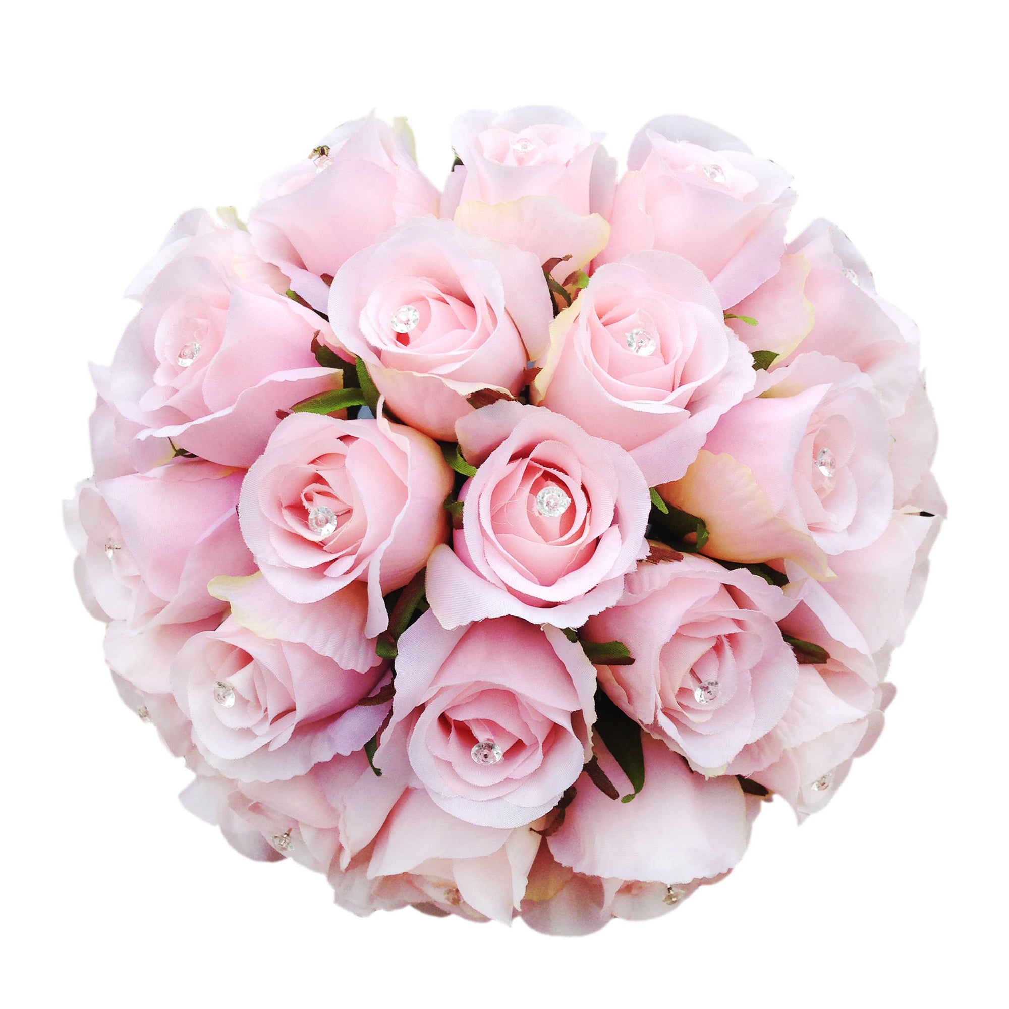 Pink Rose Bouquet Silk Flower Bridal Wedding Bouquet with Crystal