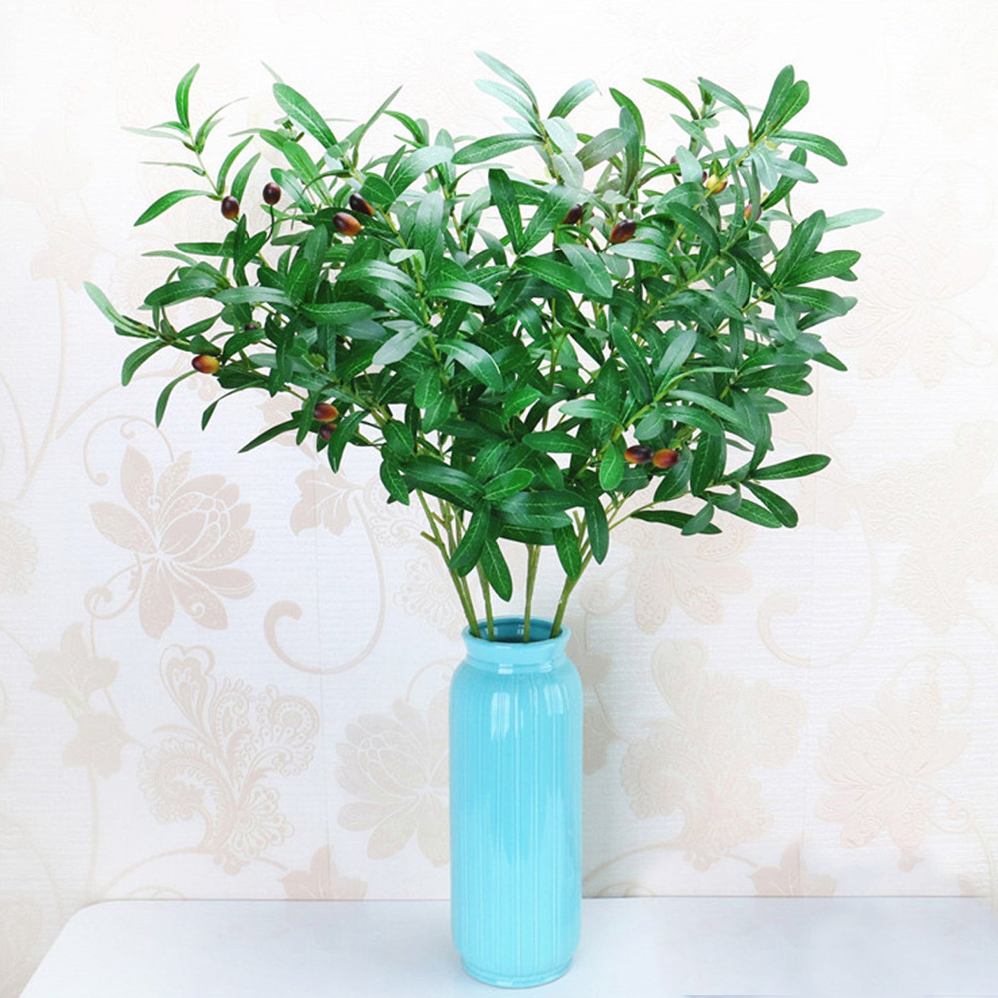 Artificial Plants Greenery Leaf Olive Branch Faux Plant 10 Stems