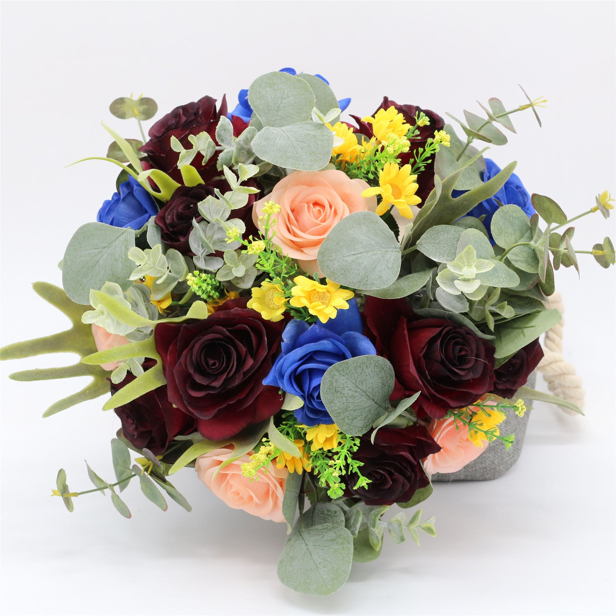 Rustic Wedding Bouquet Royal Blue and Burgundy Bridal Bouquet