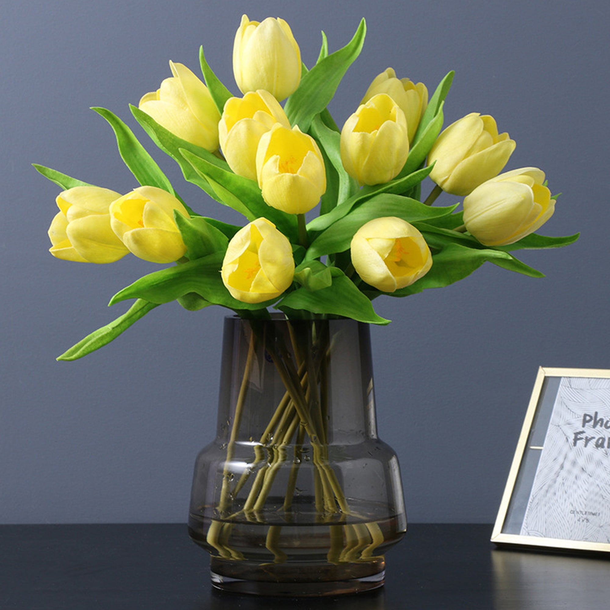 Faux Tulips Flower Bouquet PU Tulips 15"