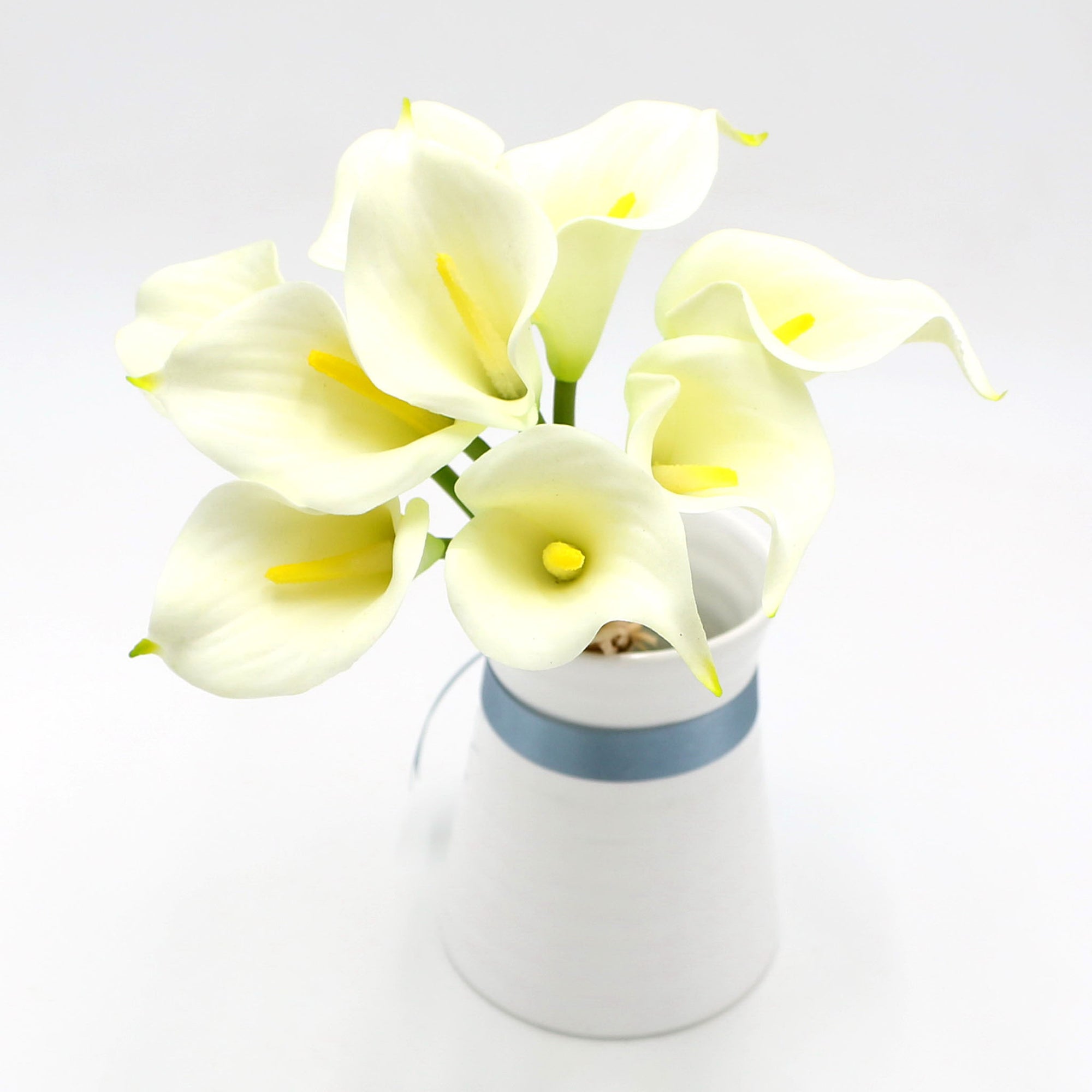 real touch white calla lilies Cream White Calla Lily Bouquet Real Touch Ivory Bridal Flowers