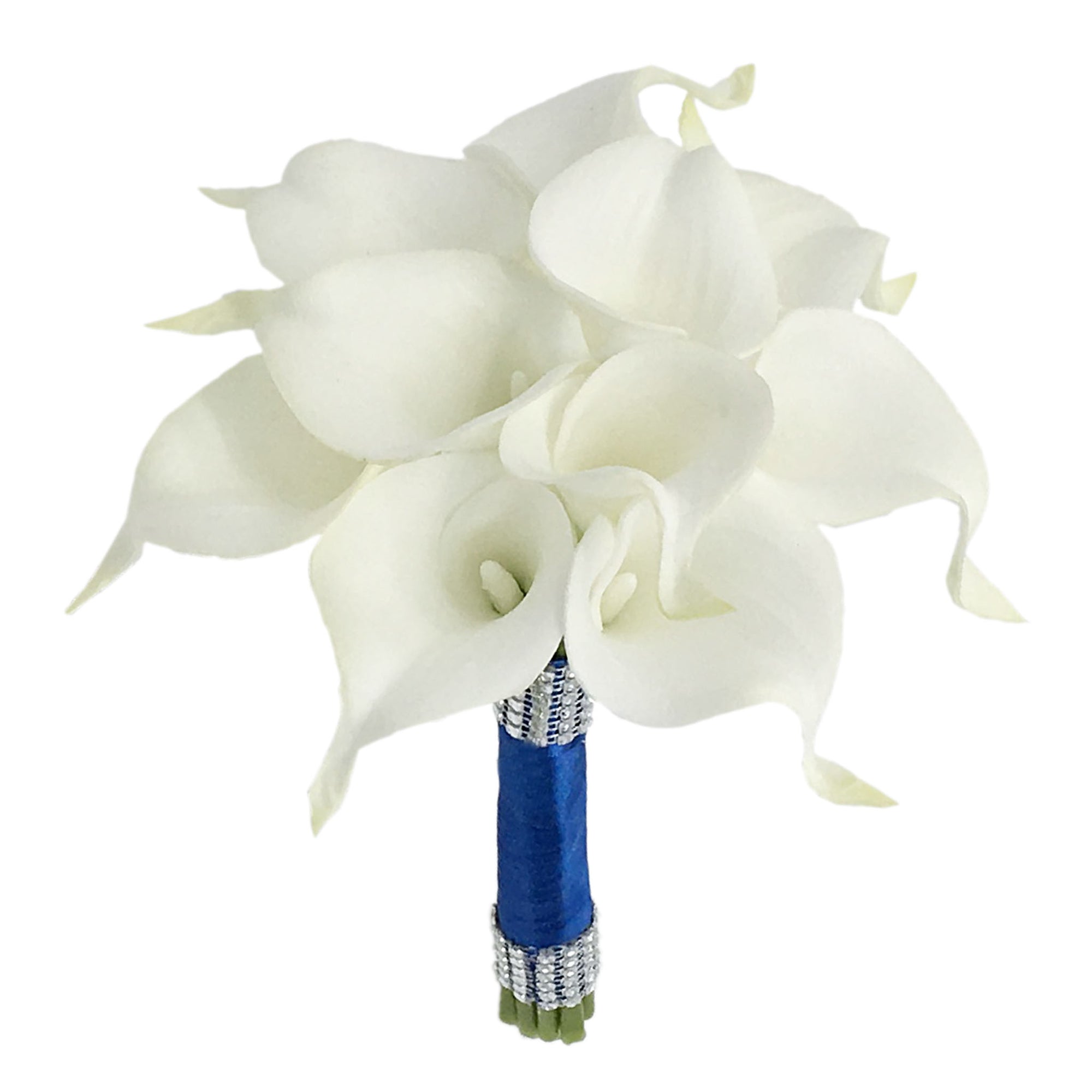 Flower Bouquet for Bridal Bridesmaid Picasso Blue White Calla Lily