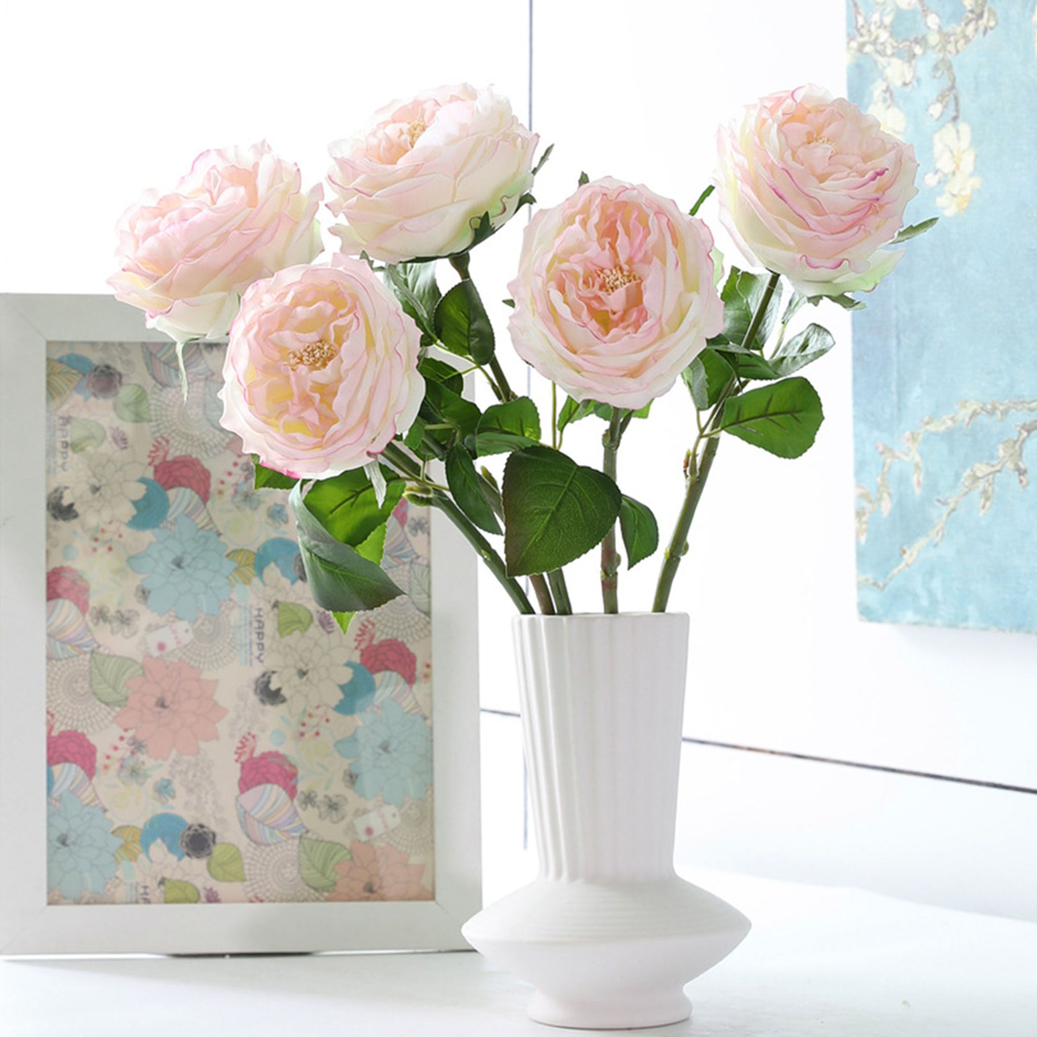 Austin Cabbage Roses Real Touch Flowers - VANRINA