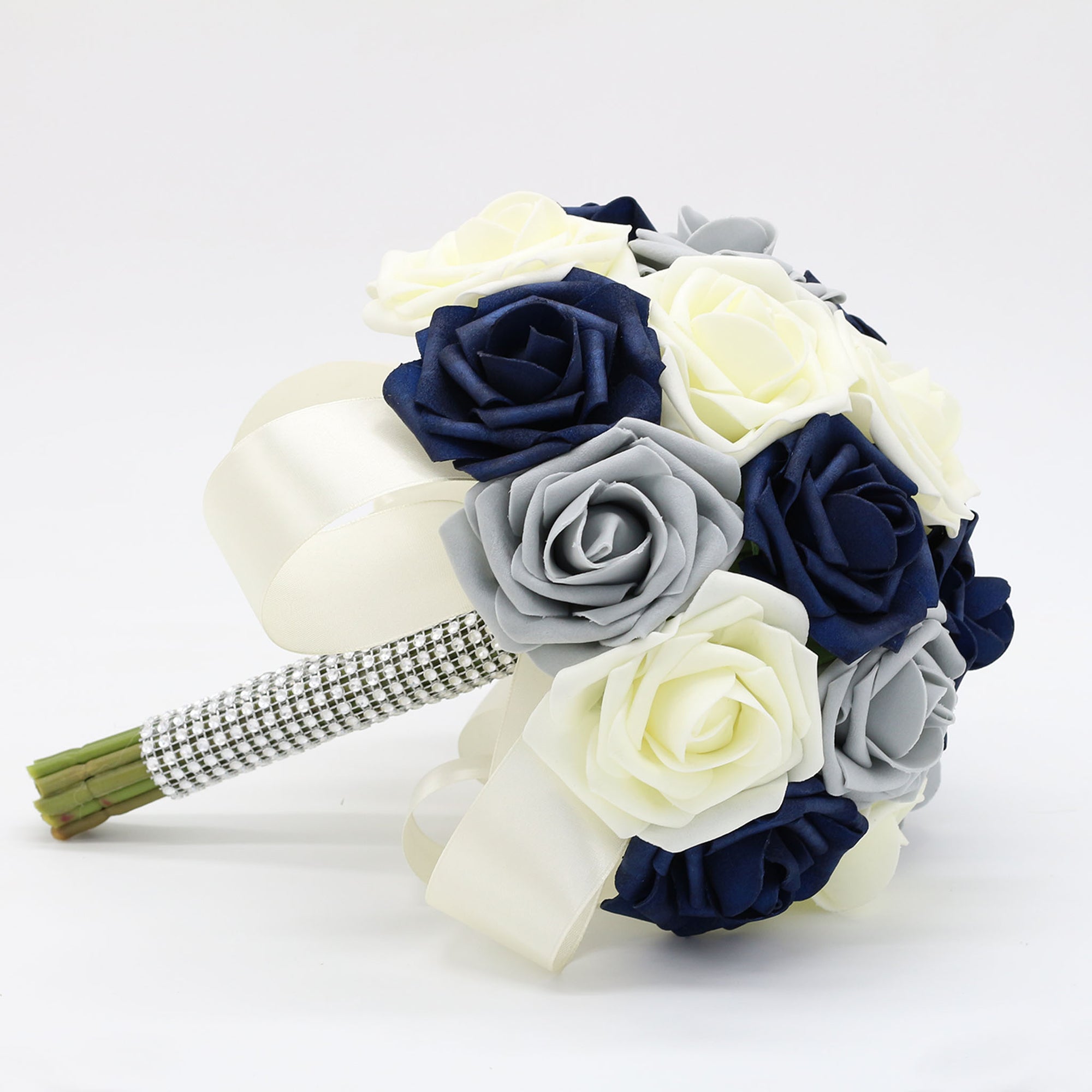 Navy Blue Gray Ivory Wedding Bouquet