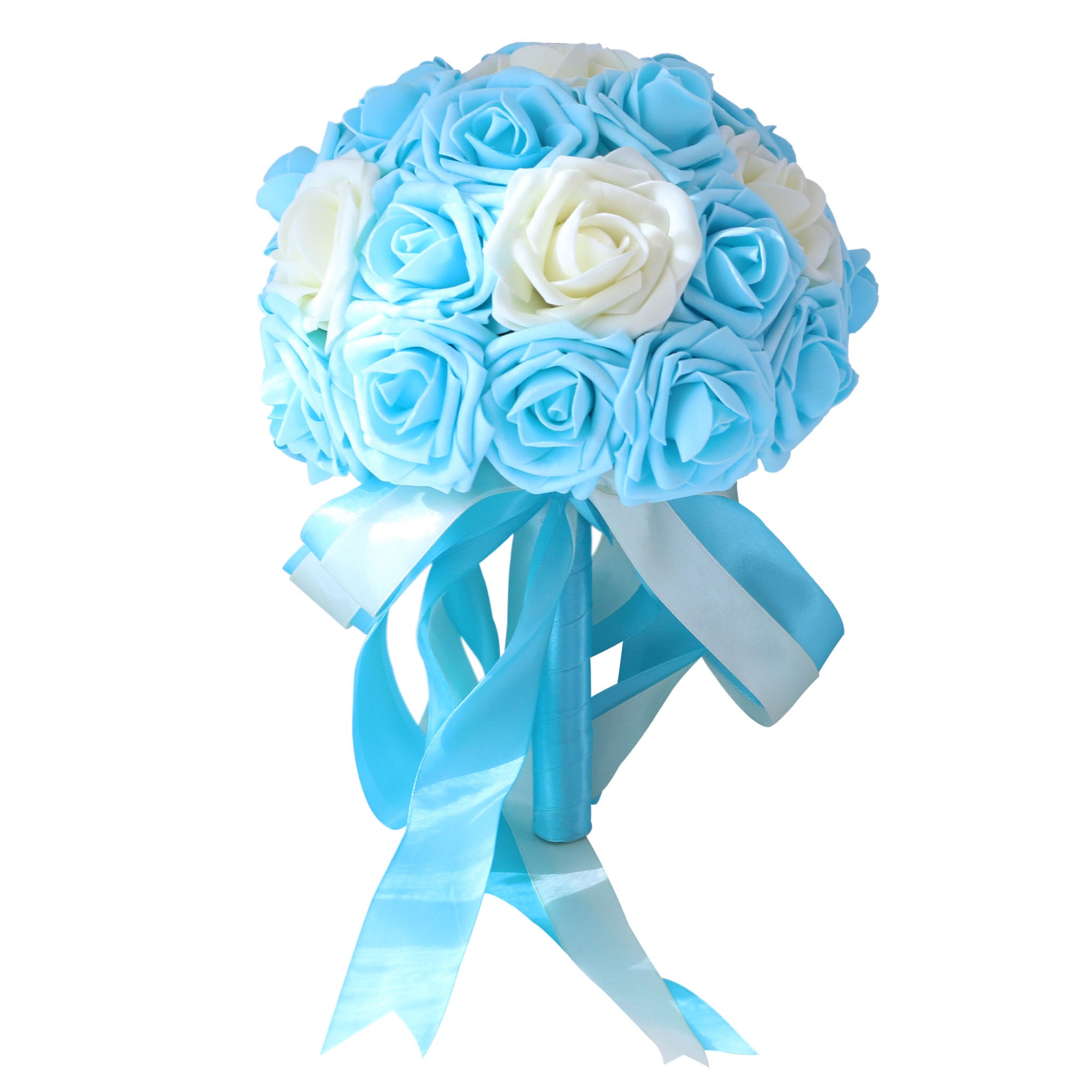 Light Blue and Ivory Wedding Bouquets Artificial Bridal Flowers