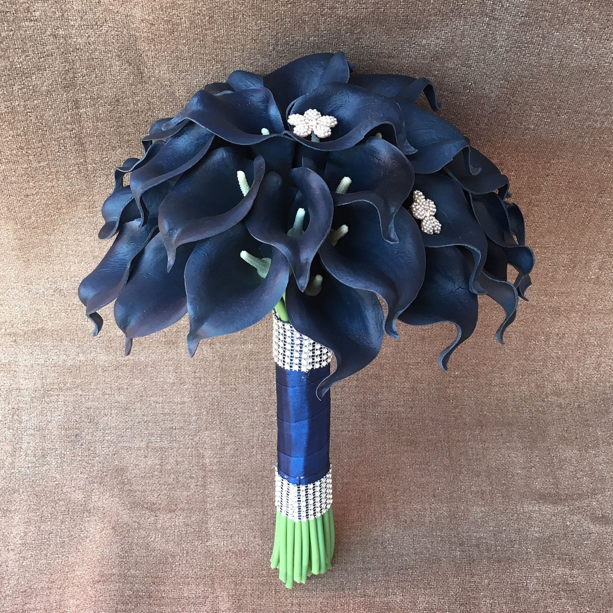 Navy Blue Wedding Bouquet Real Touch Calla Lily Bouquet