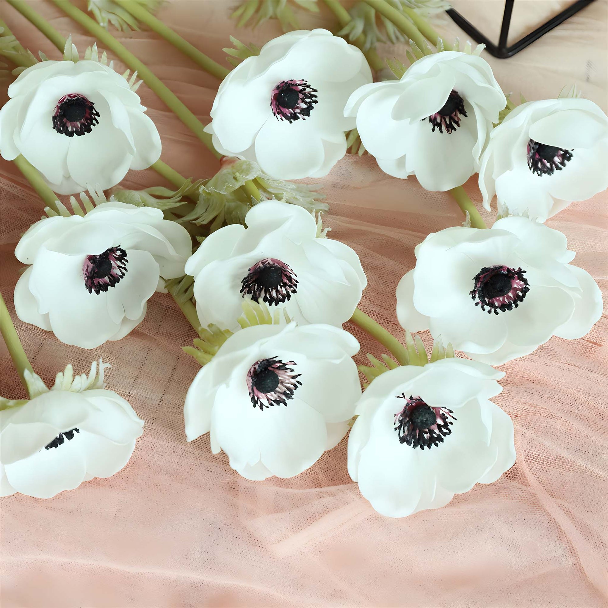 Fake Anemone White Wedding Flowers 10 Blooms