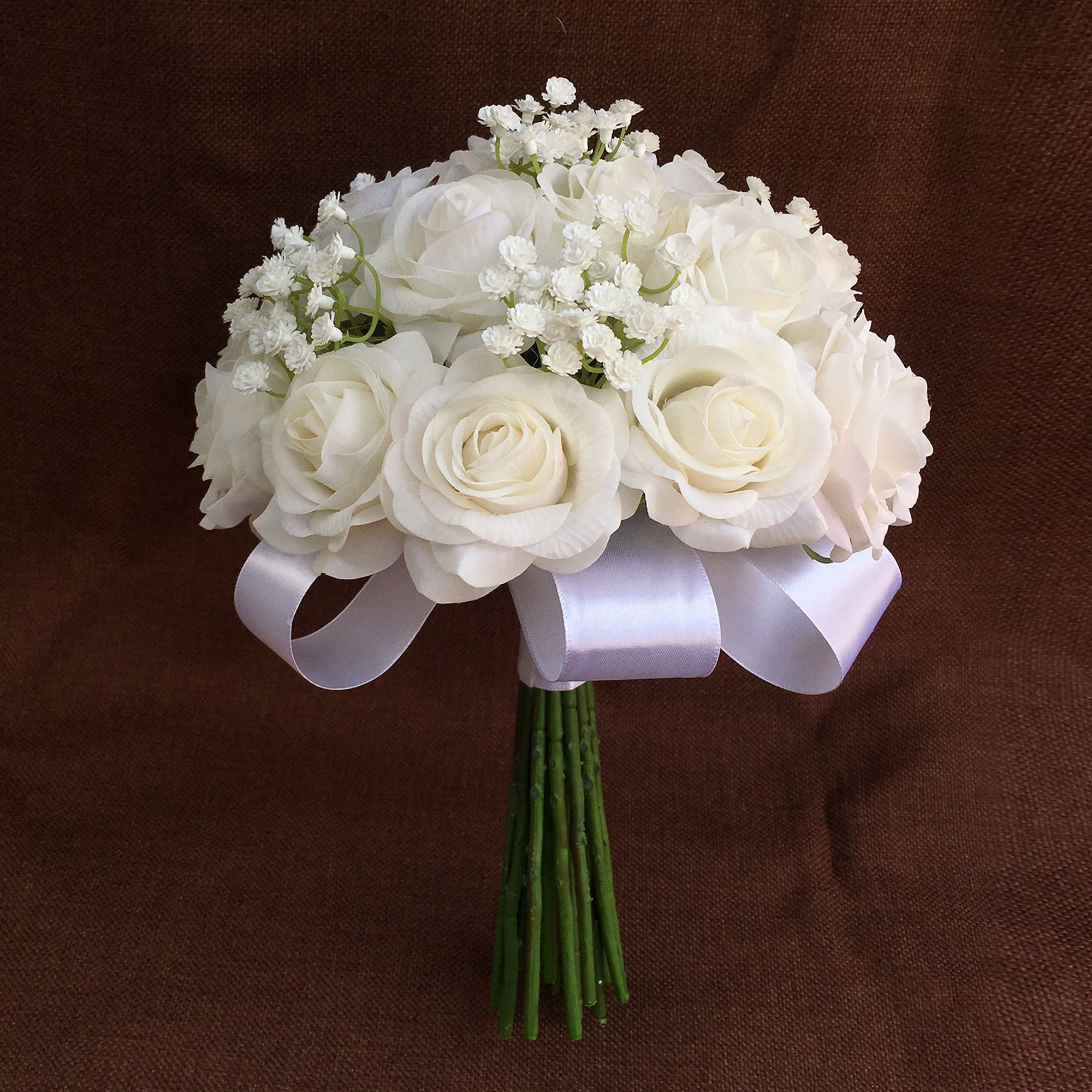 White Rose Bouquet Real Touch Wedding Bridal Flowers