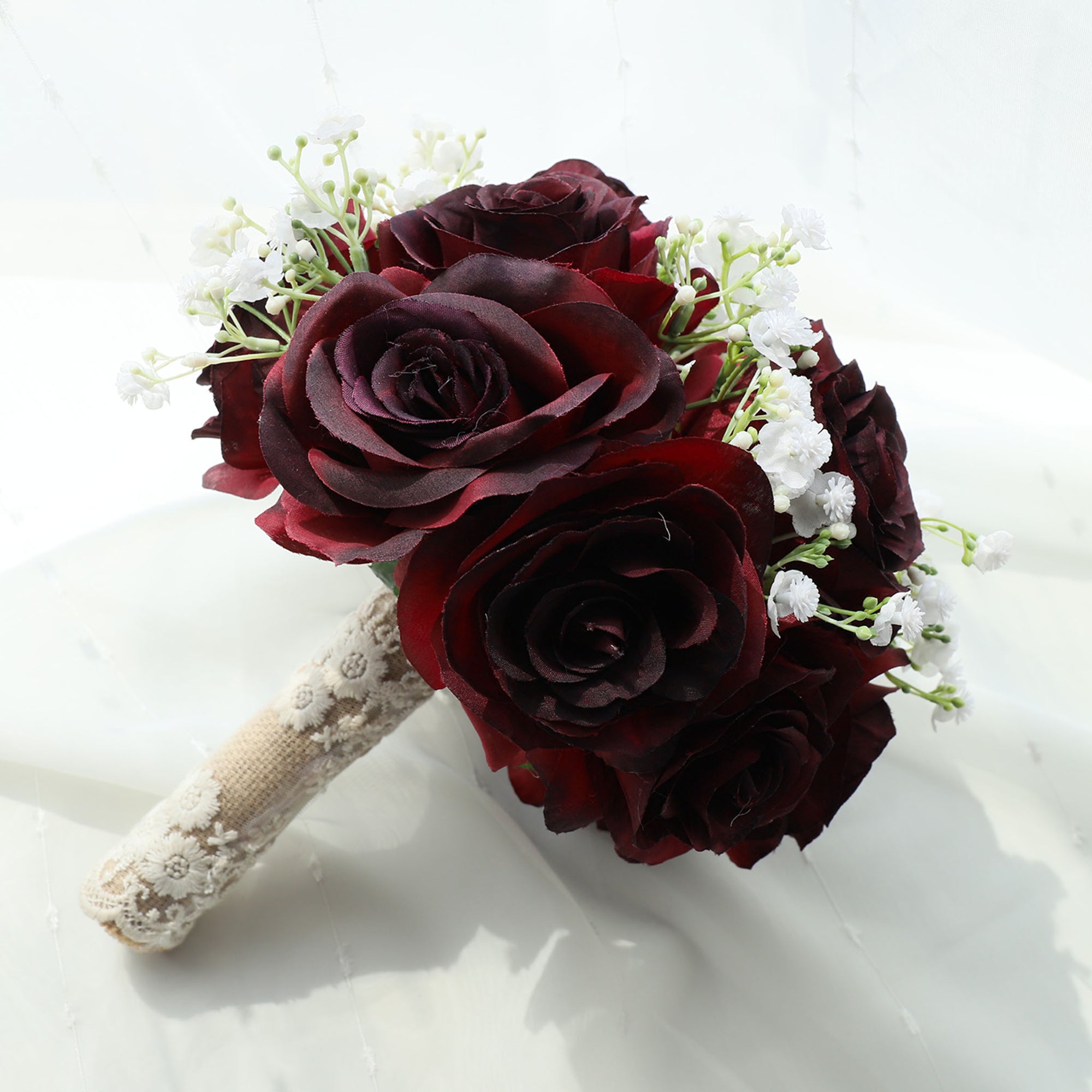 Burgundy Rose Flower Fall Wedding Bouquet