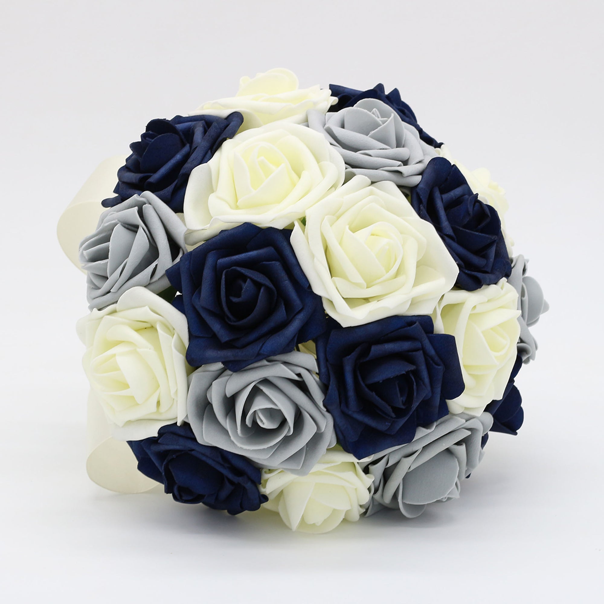 Navy Blue Gray Ivory Wedding Bouquet