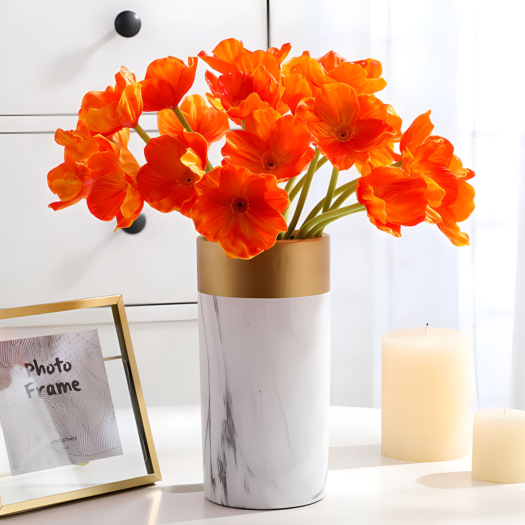 Artificial Poppy Flowers for Fall Wedding Decor Arrangement