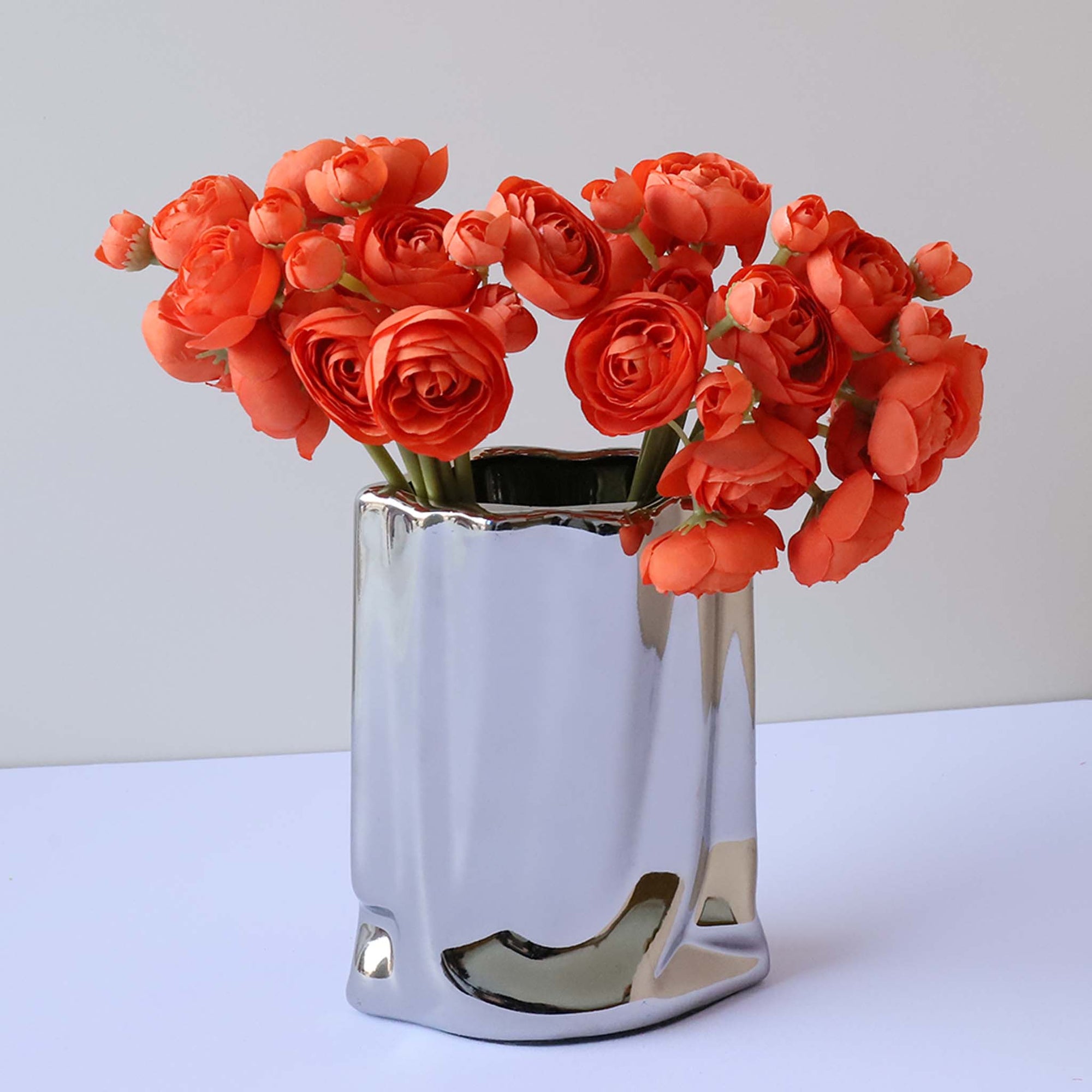 Silk Ranunculus Orange Artificial Flower Bush