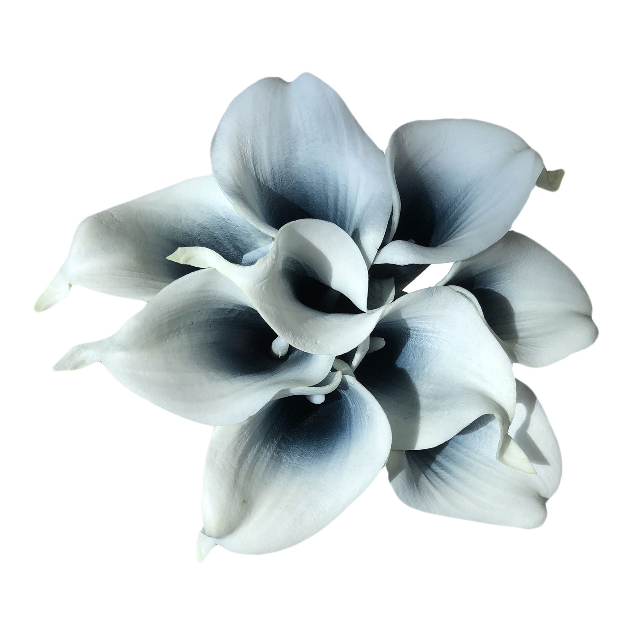 navy blue and white calla lily Picasso Navy Blue Calla Lily Bouquet Faux Calla Lilies