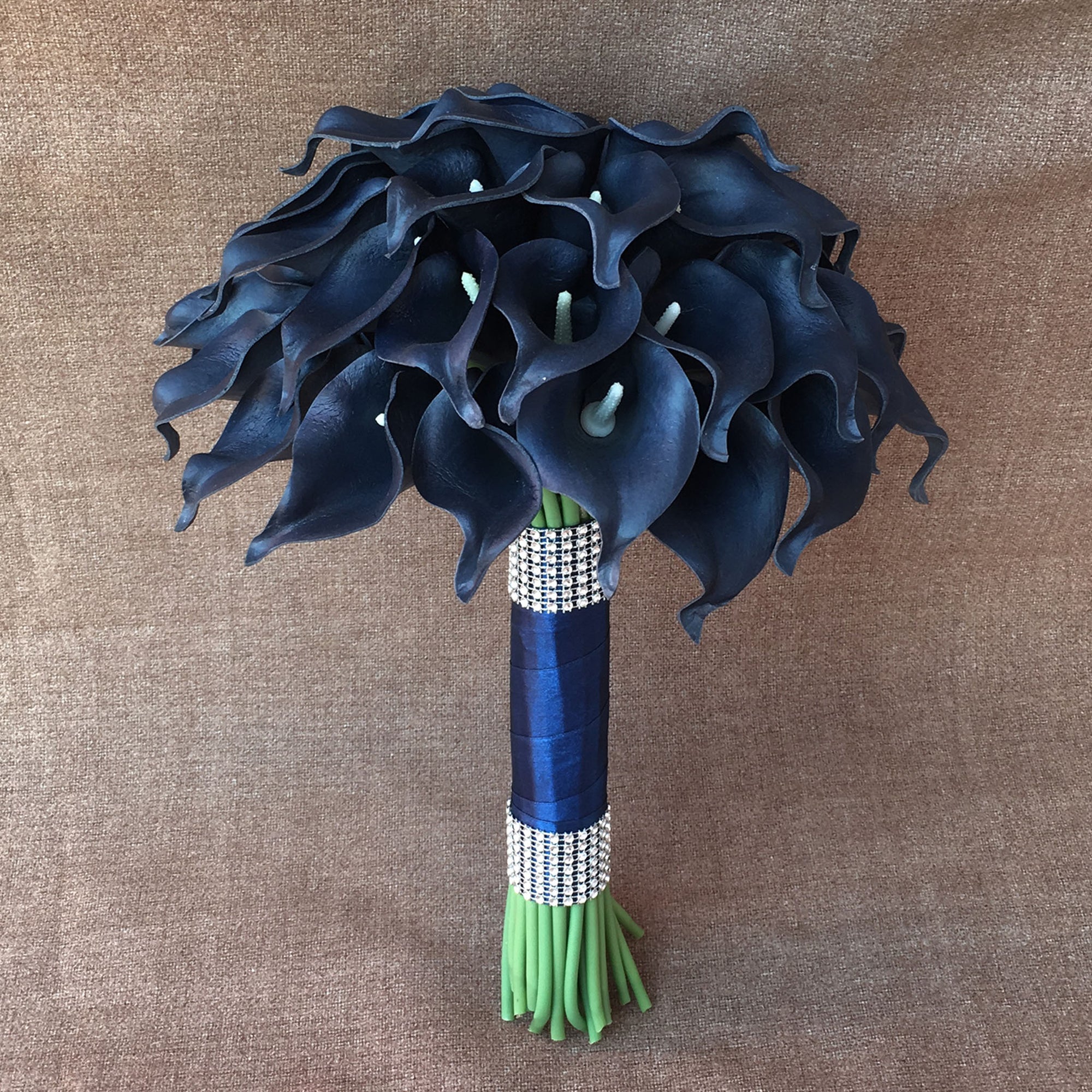 Navy Blue Wedding Bouquet Real Touch Calla Lily Bouquet