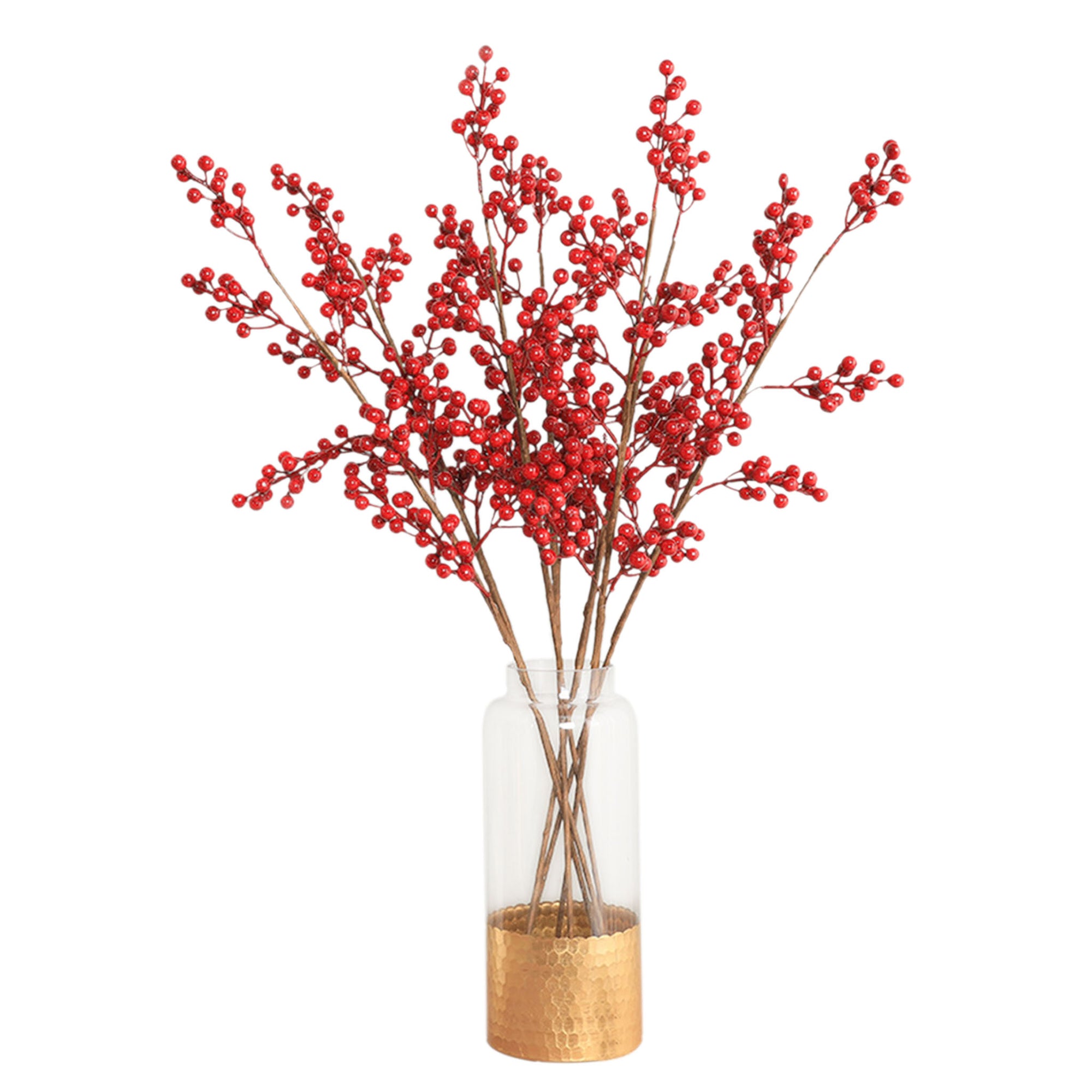 Artificial Red Berry Christmas Faux Holly Berries Branch