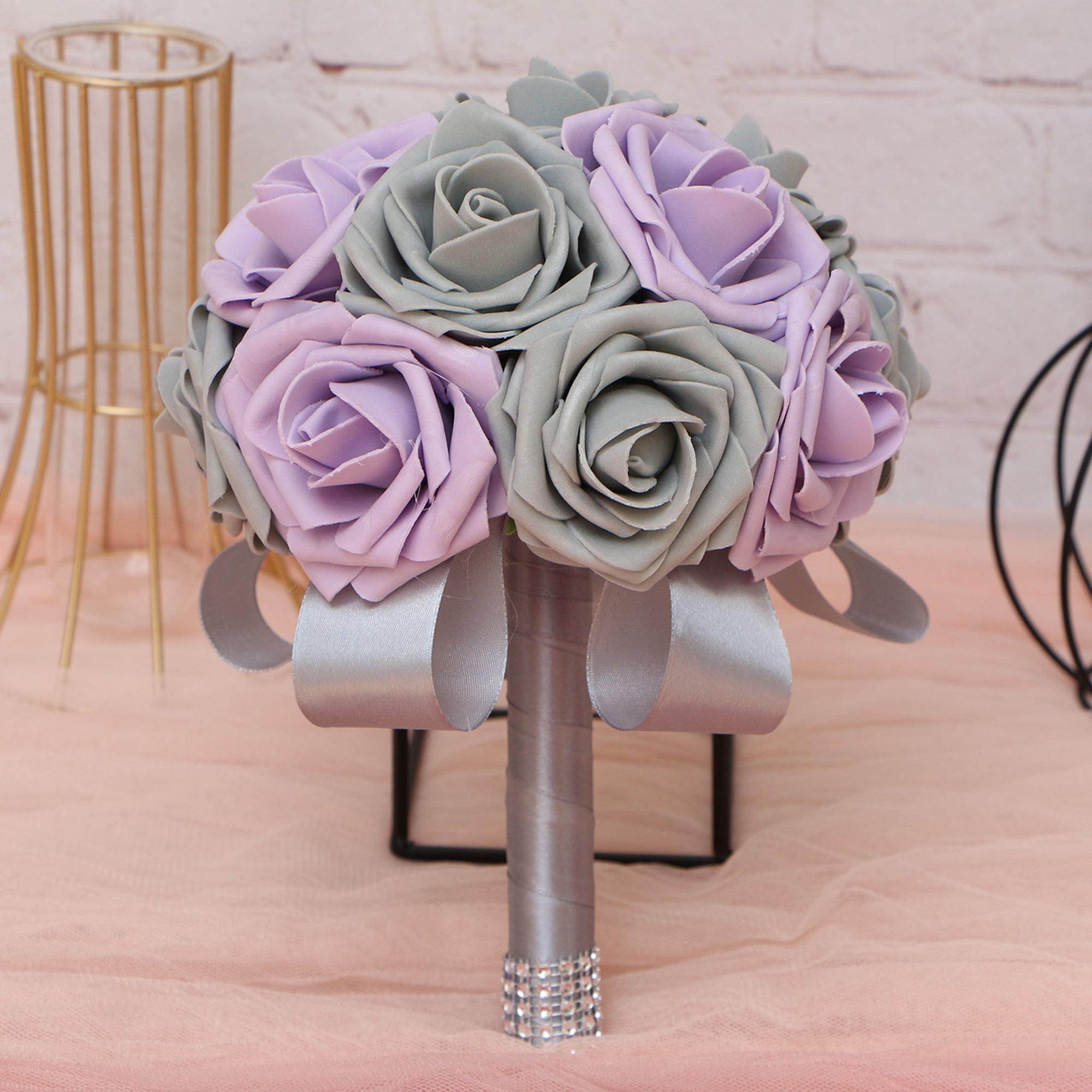 Wedding Bouquet Set Lilac Gray