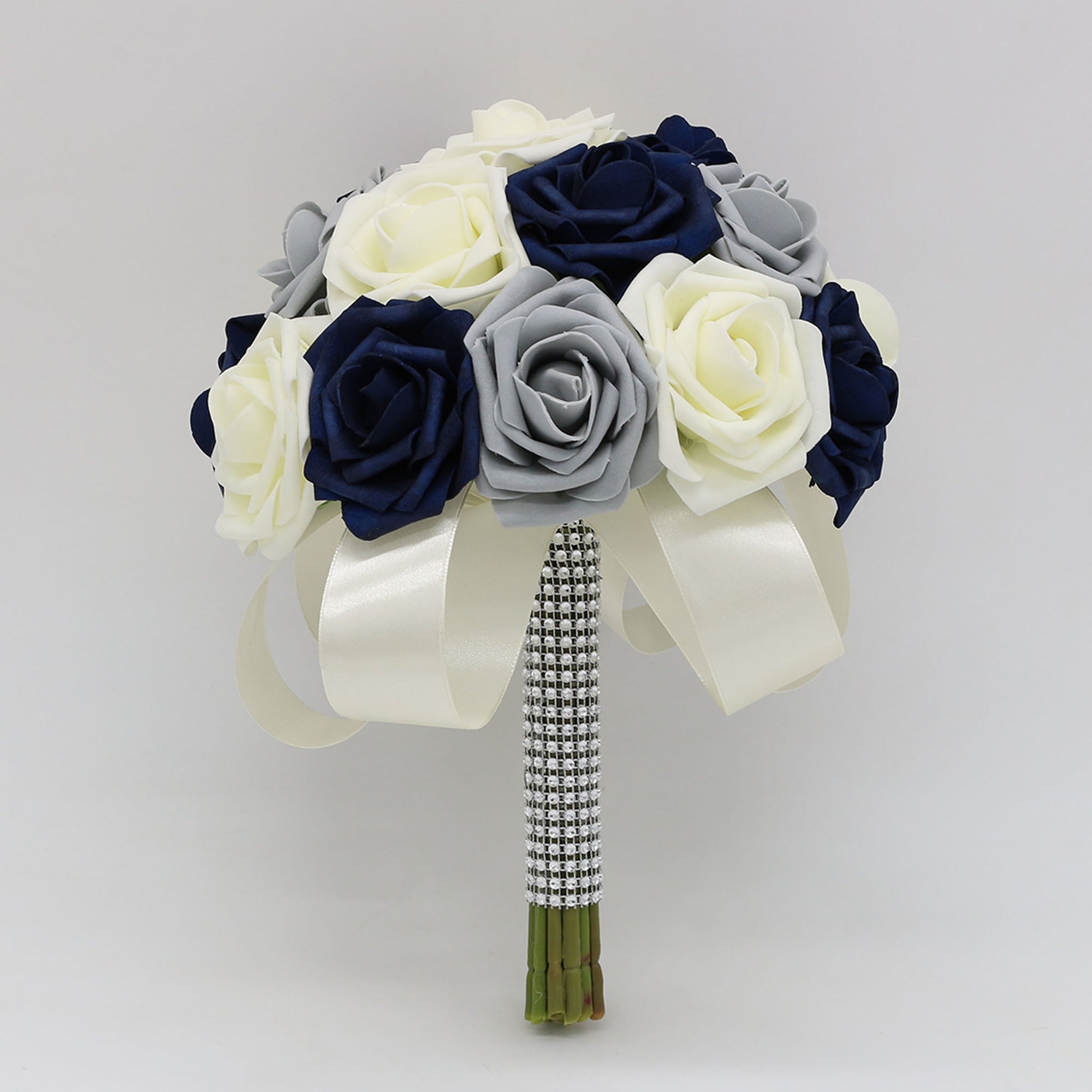 Navy Blue Gray Ivory Wedding Bouquet