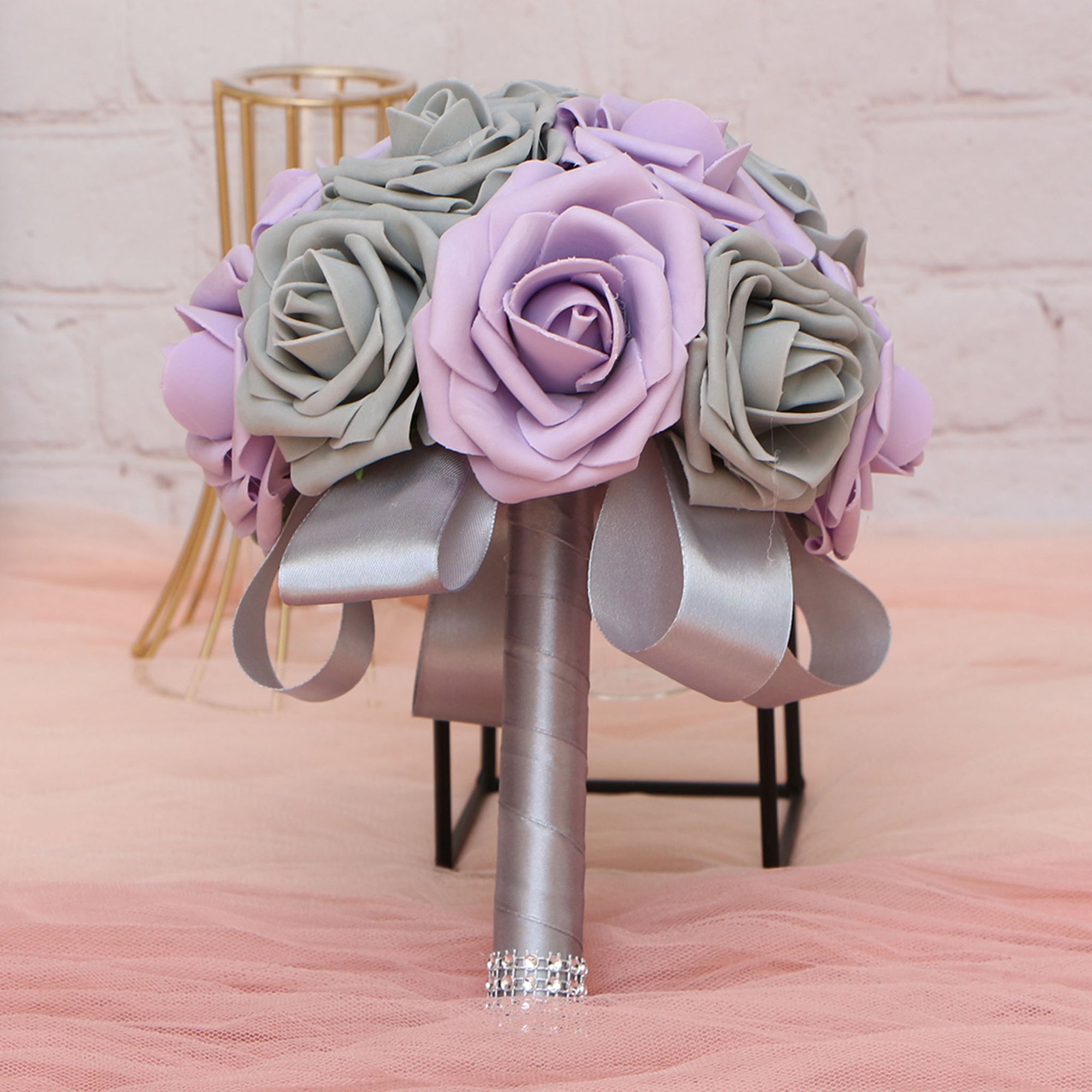 Wedding Bouquet Set Lilac Gray