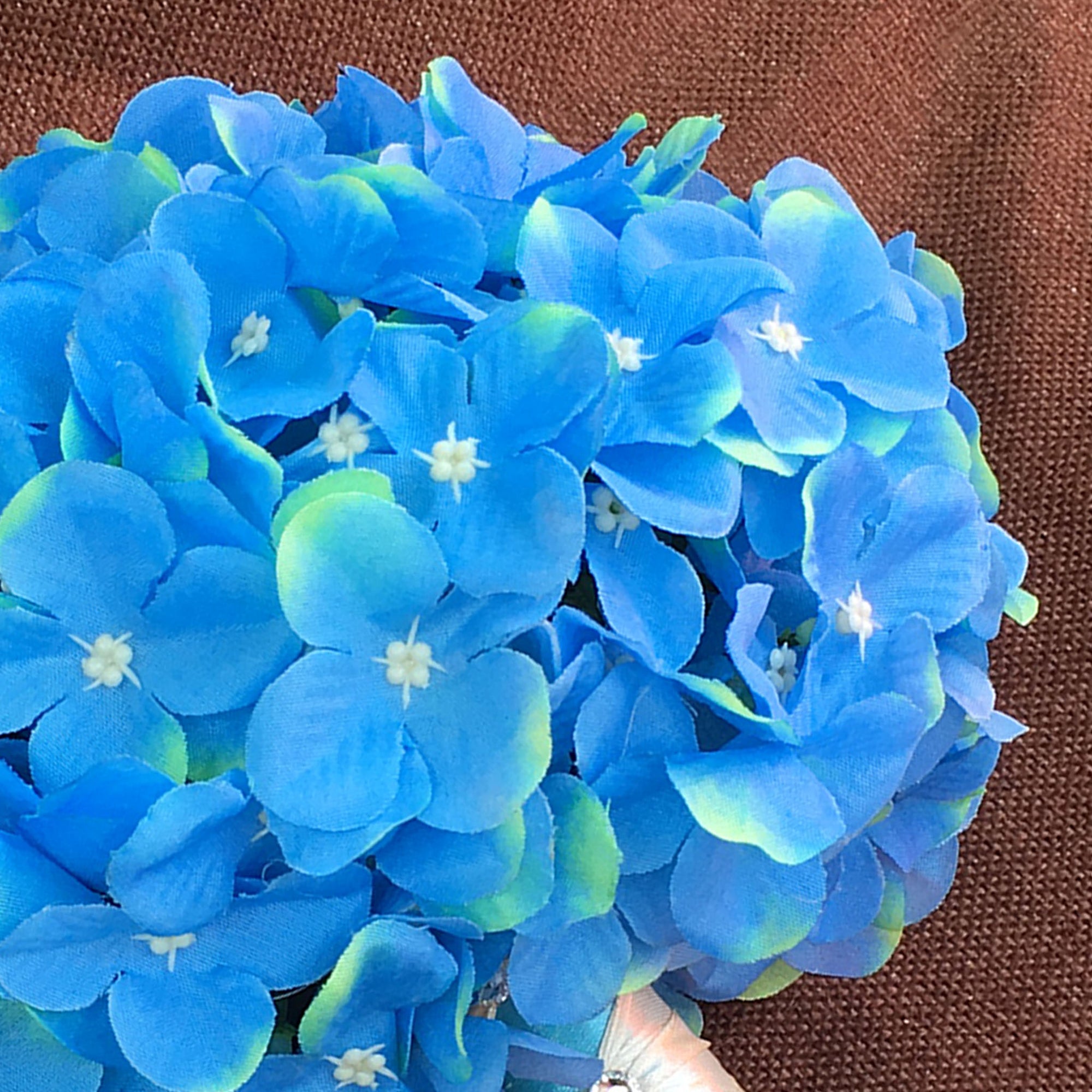 Wedding Bouquet Blue Hydrangea Fake Flower Bouquet Boutineer