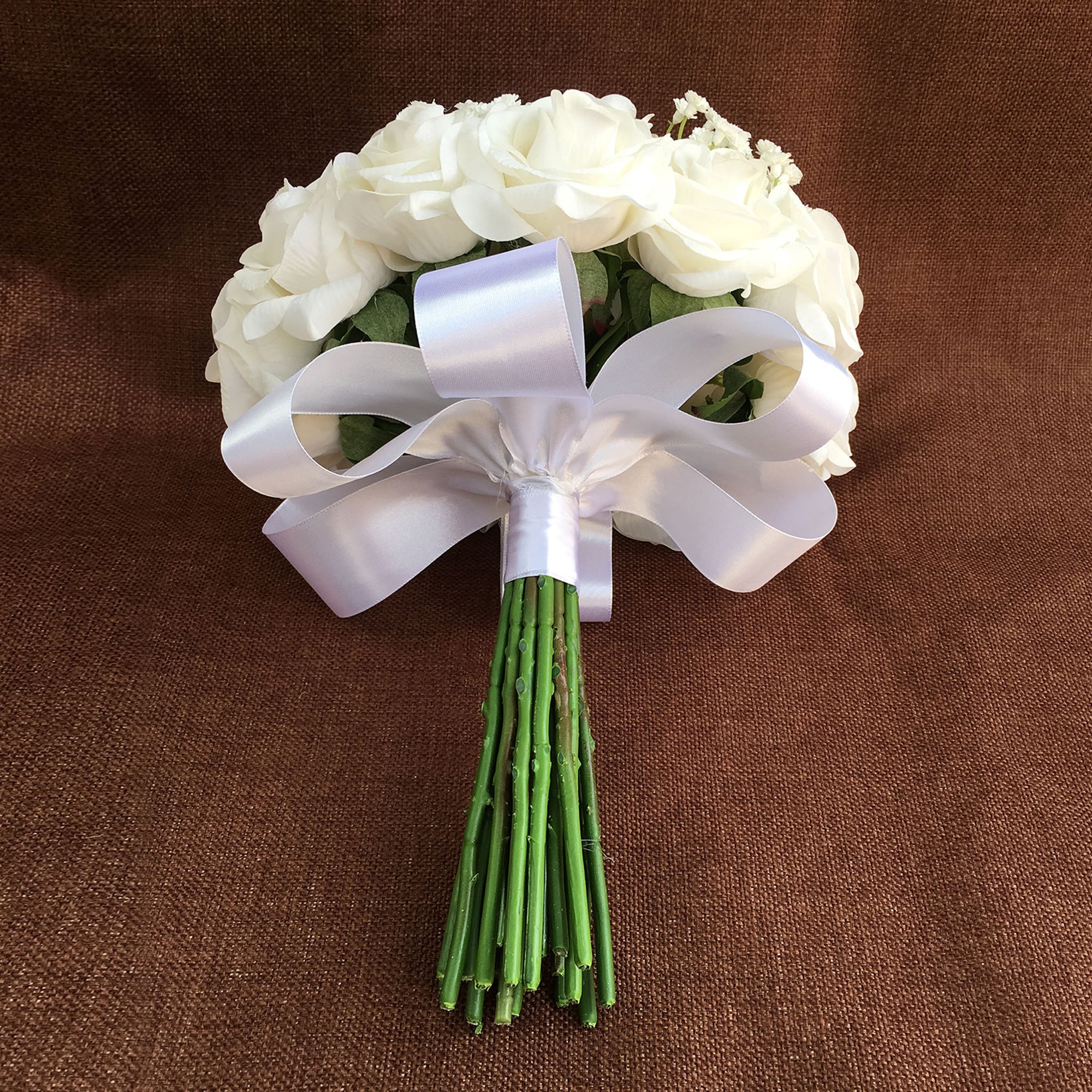 White Rose Bouquet Real Touch Wedding Bridal Flowers