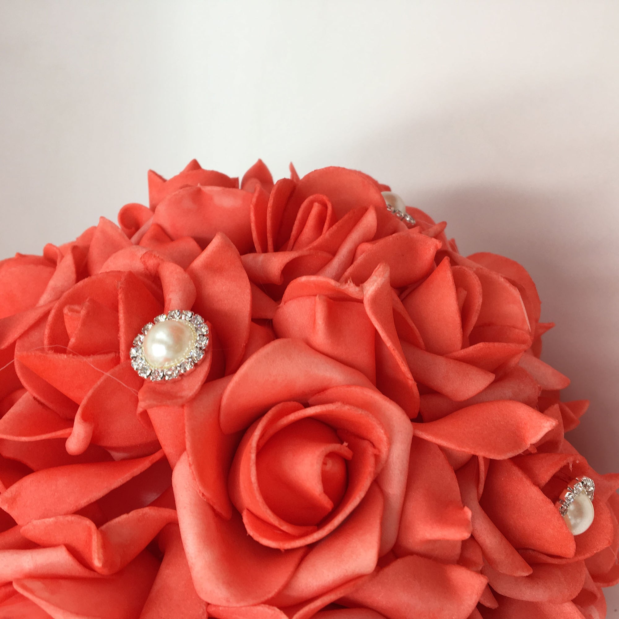 Coral Roses Bridesmaid Wedding Bouquet