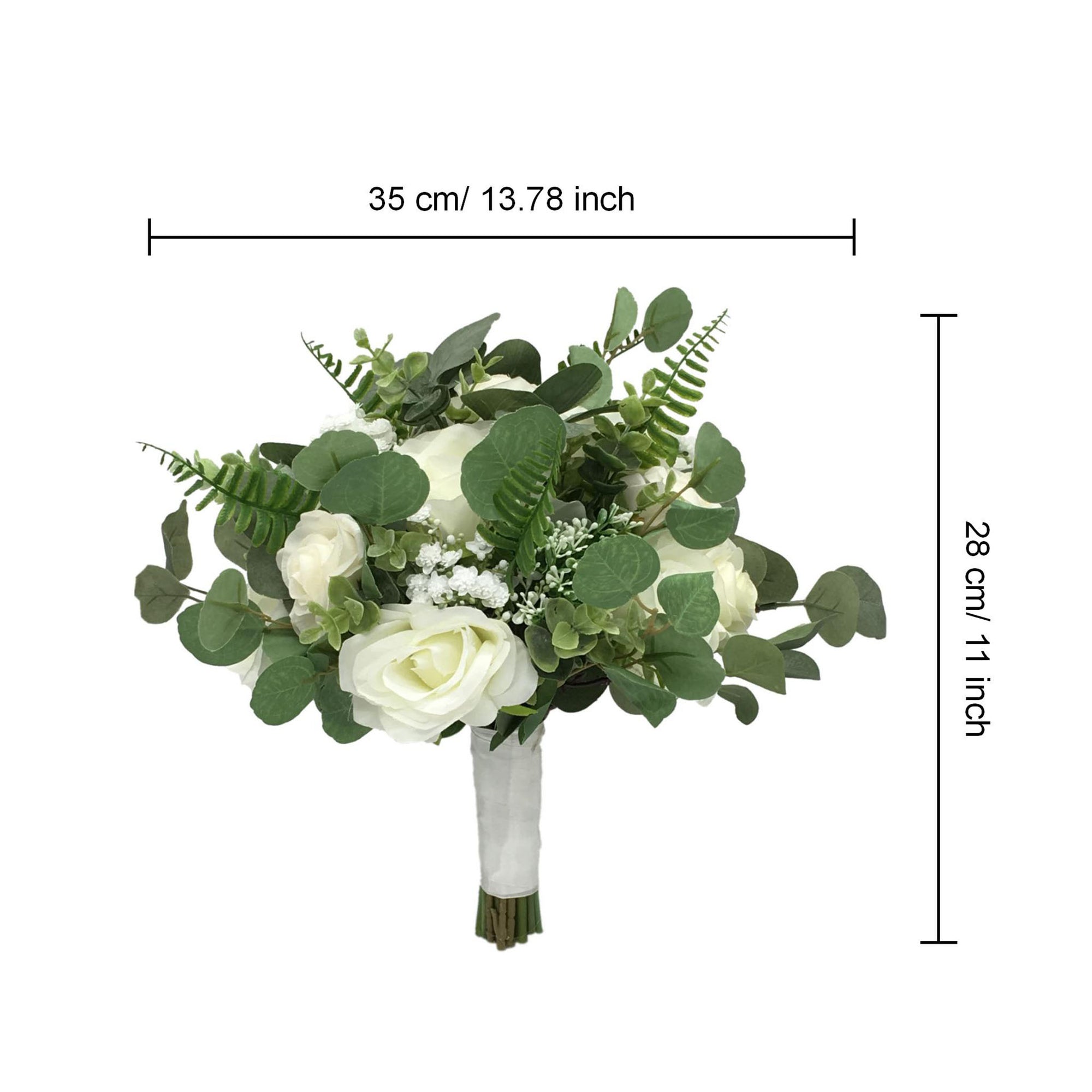 Rustic Bridal Bouquet Faux Greenery Eucalyptus Ivory Roses