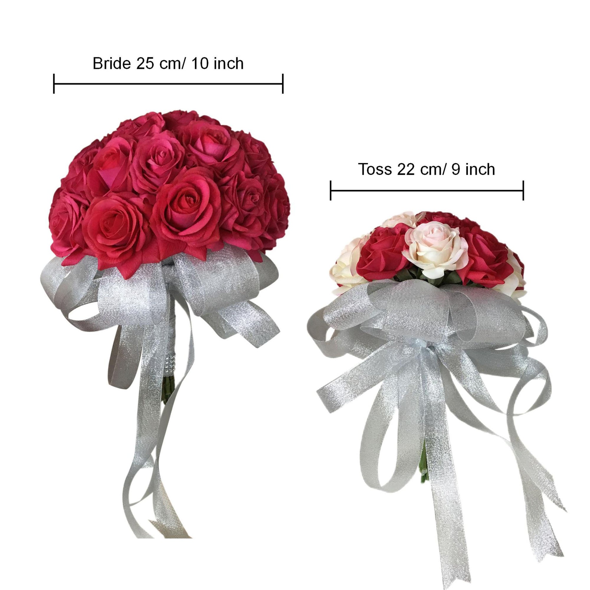 Real Touch Flower Wedding Bouquets Sets Fuchsia Champagne
