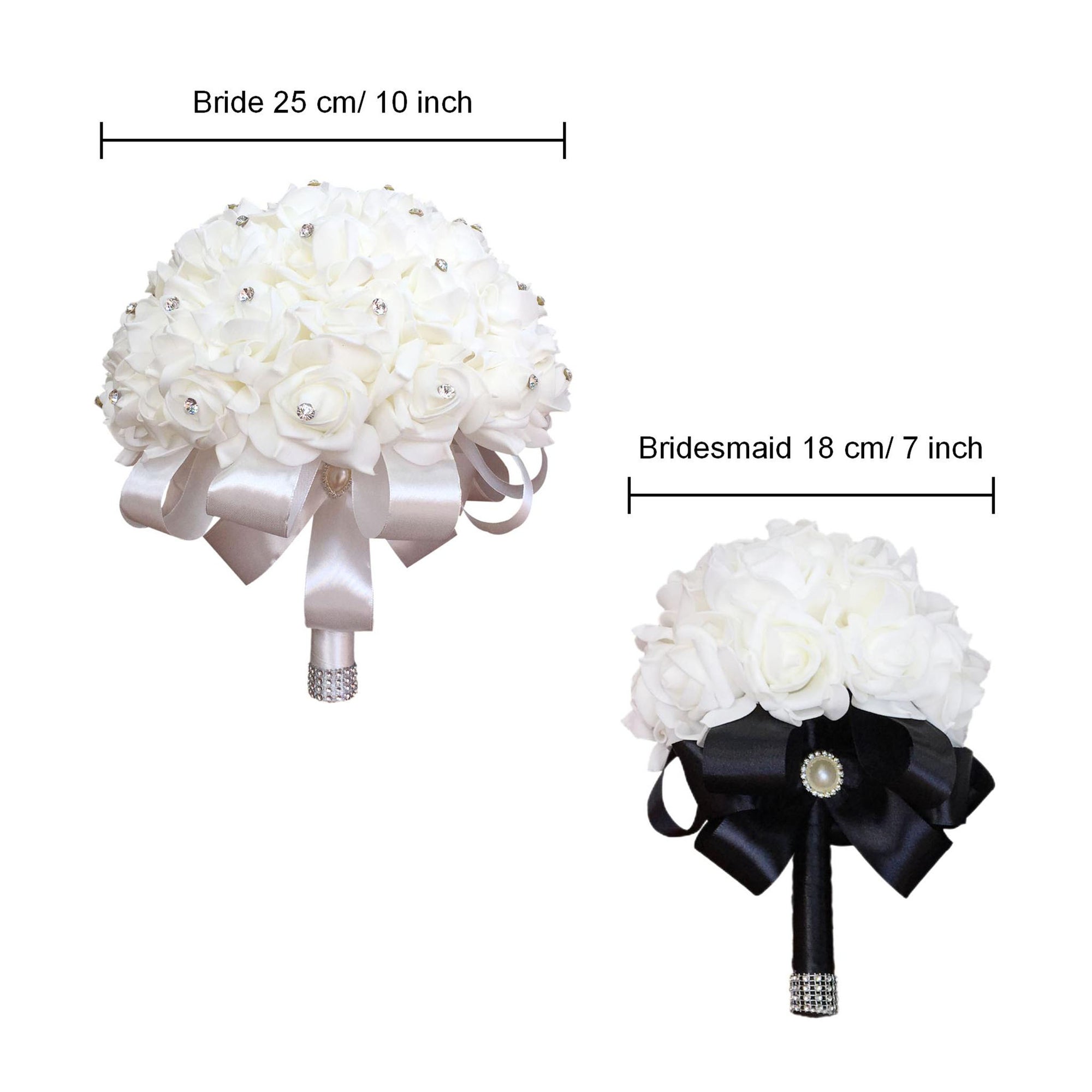 White Flower Bouquets Fake Foam Roses Wedding Package