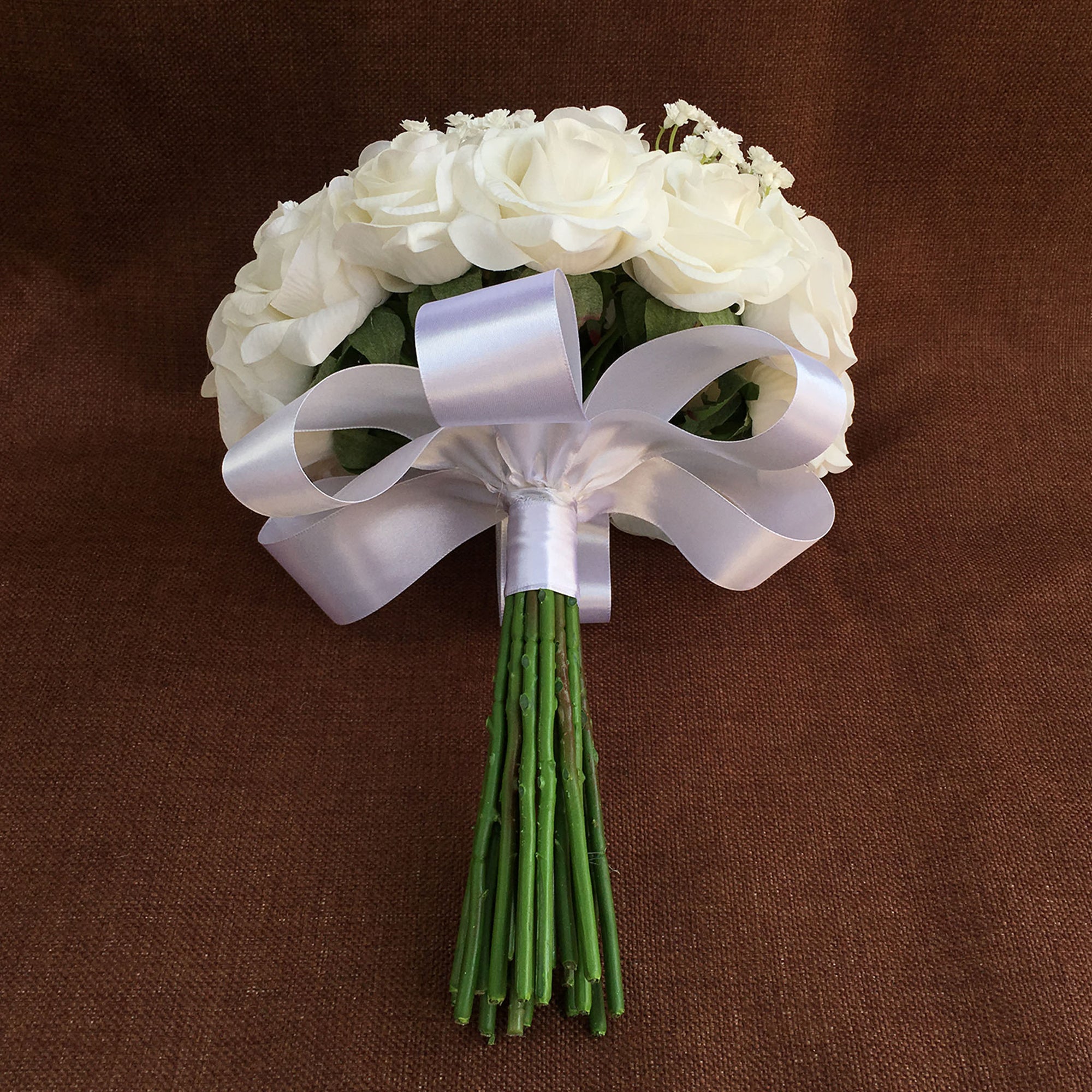 White Rose Bouquet Real Touch Wedding Bridal Flowers