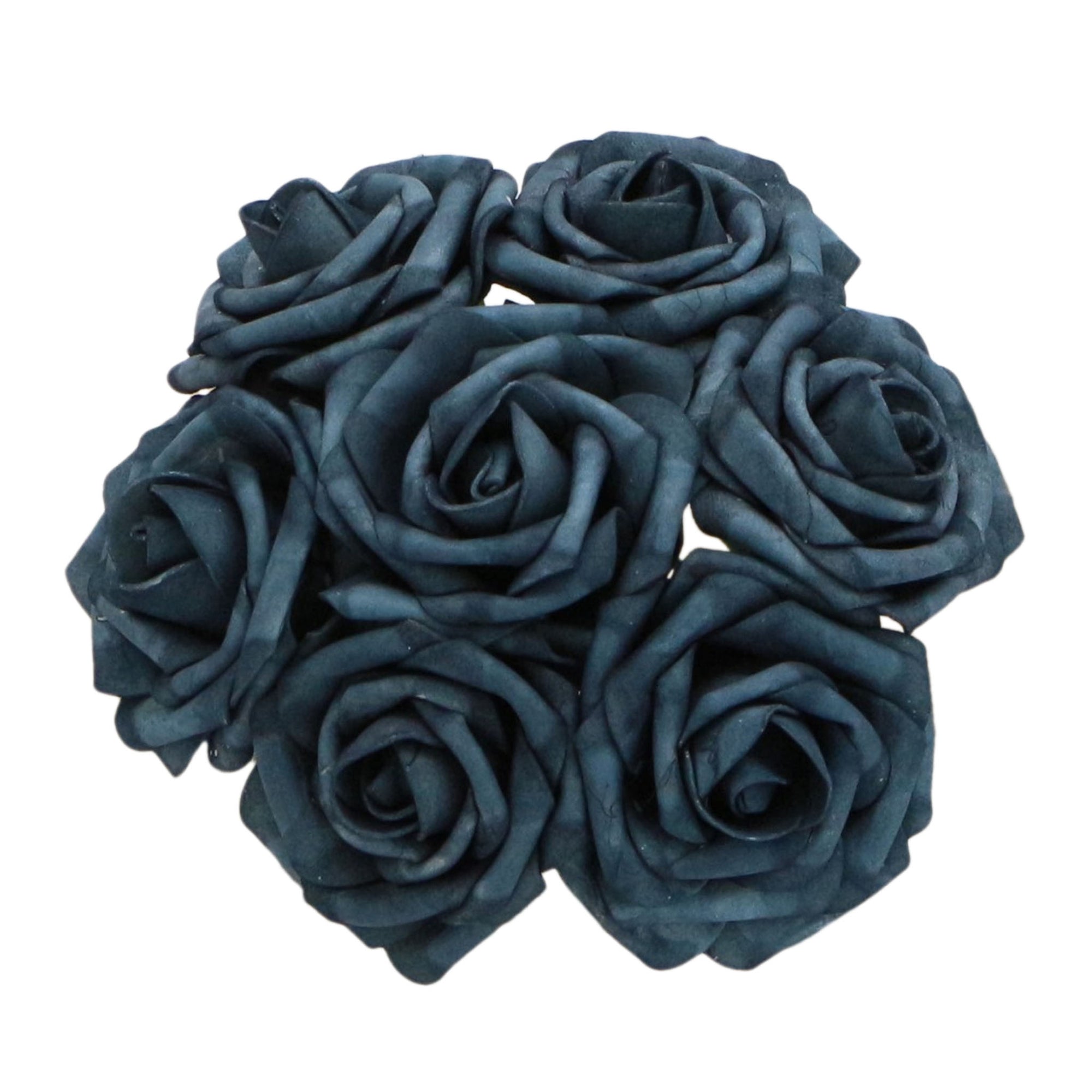 Vintage Dark Blue Foam Roses Dusty Blue Flowers