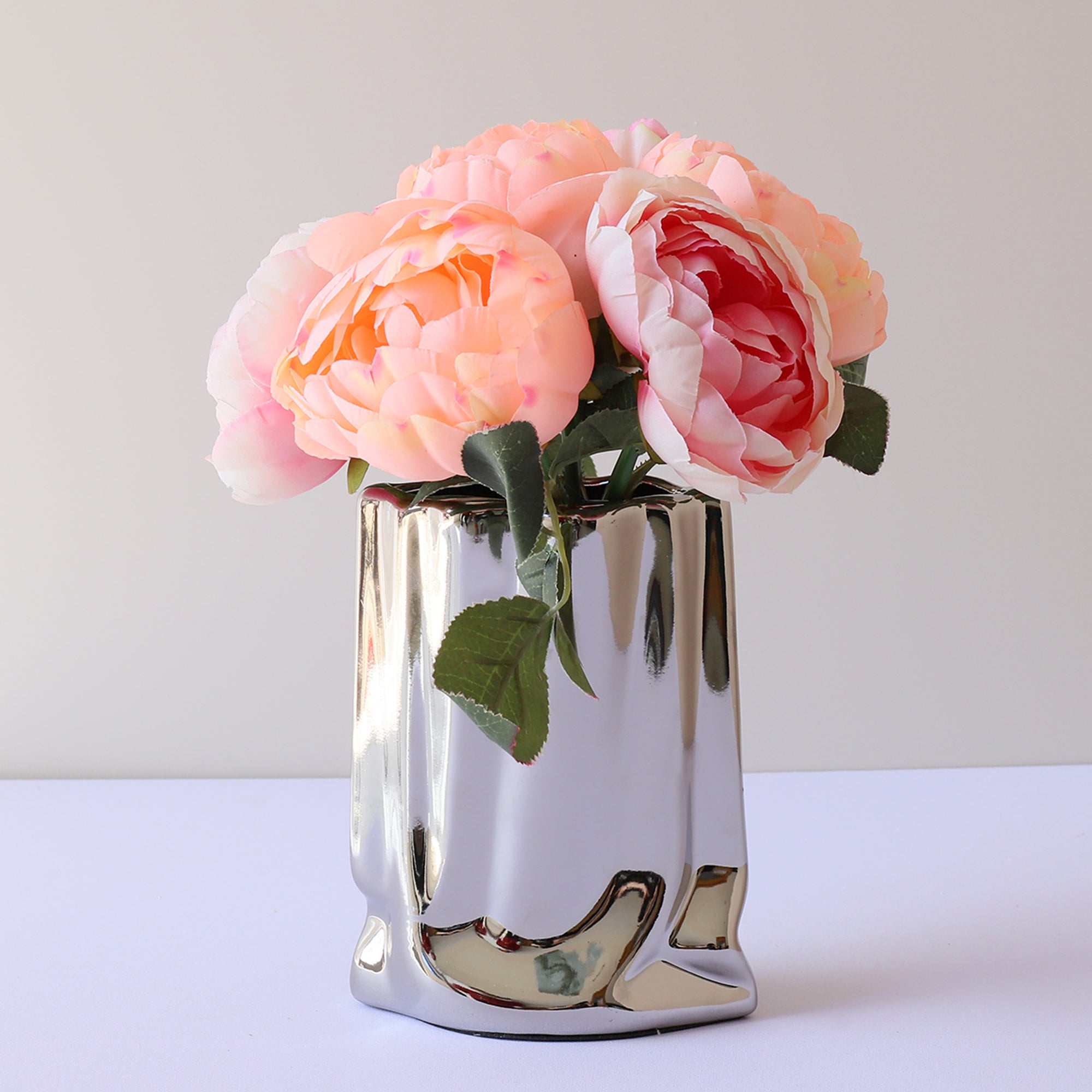 Faux Silk Peony Bouquet Artificial Flower Arrangement Wedding Centerpieces Decor