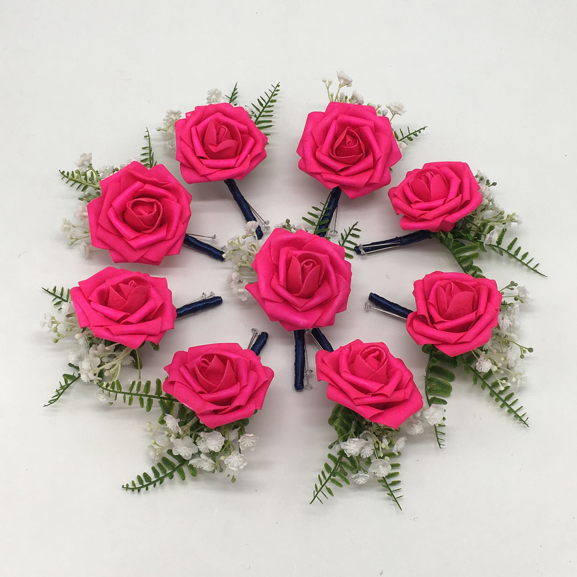 Bridal Hot Pink Bouquets Sets Corsages and Boutonnieres