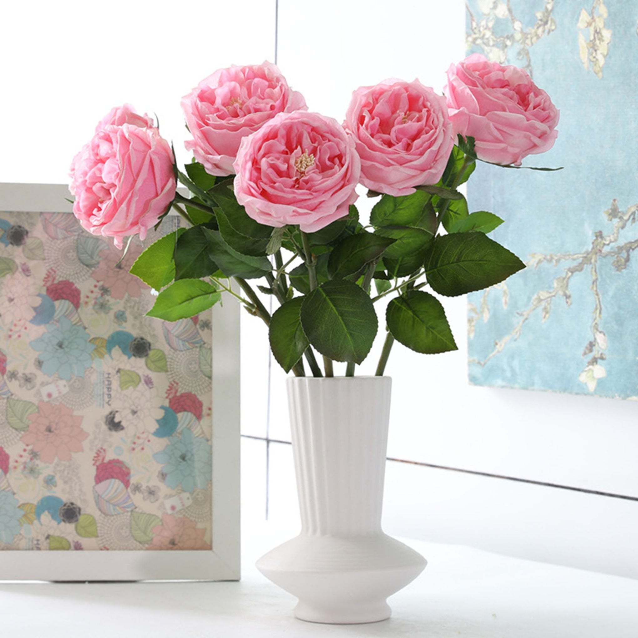 Austin Cabbage Roses Real Touch Flowers - VANRINA