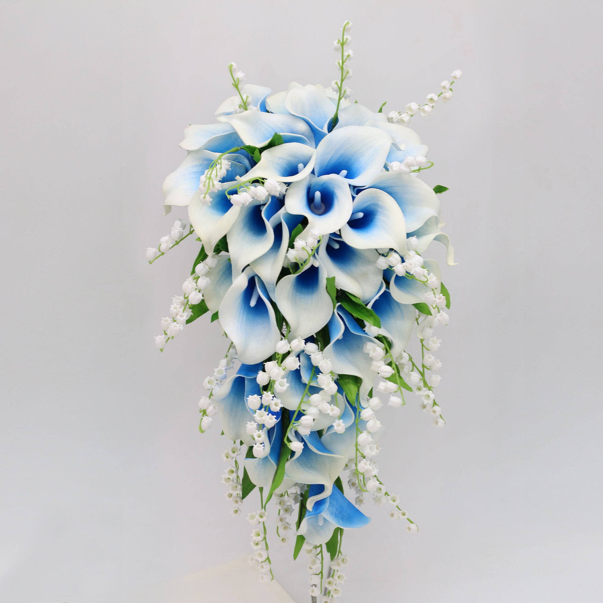 Cascade Bridal Blue Calla Lilies Bouquet Lily of the Valley - VANRINA