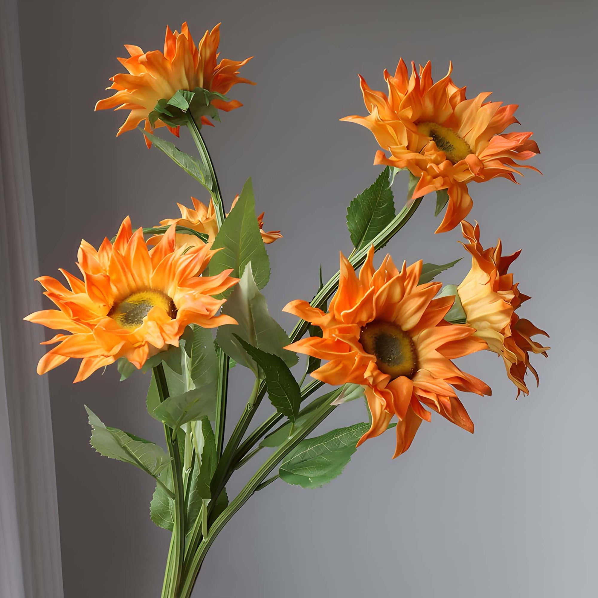 Realistic Artificial Sunflowers Yellow Orange 18.5"