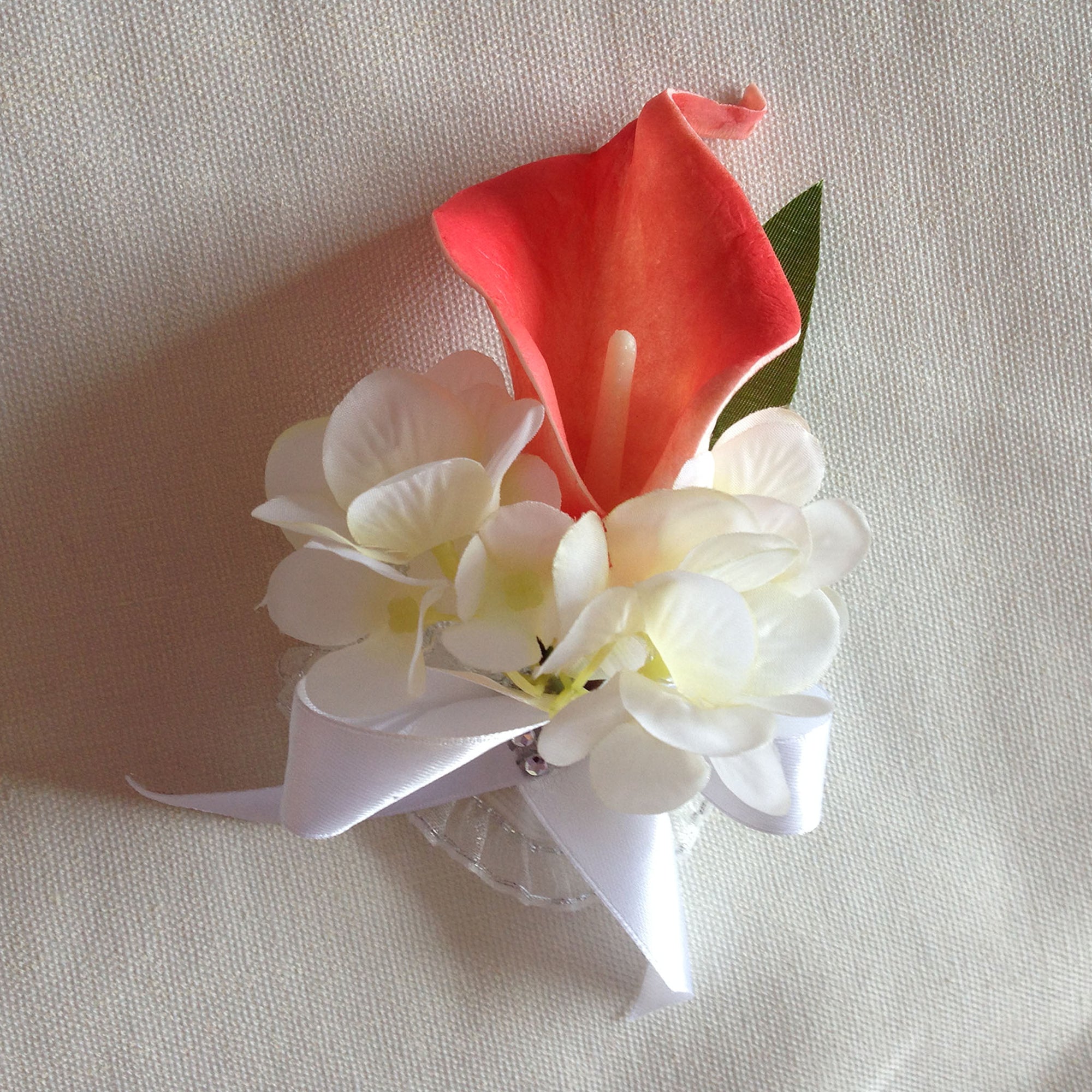 Calla Lily Bouquet in Coral for Wedding Flowers Corsages Boutonnieres