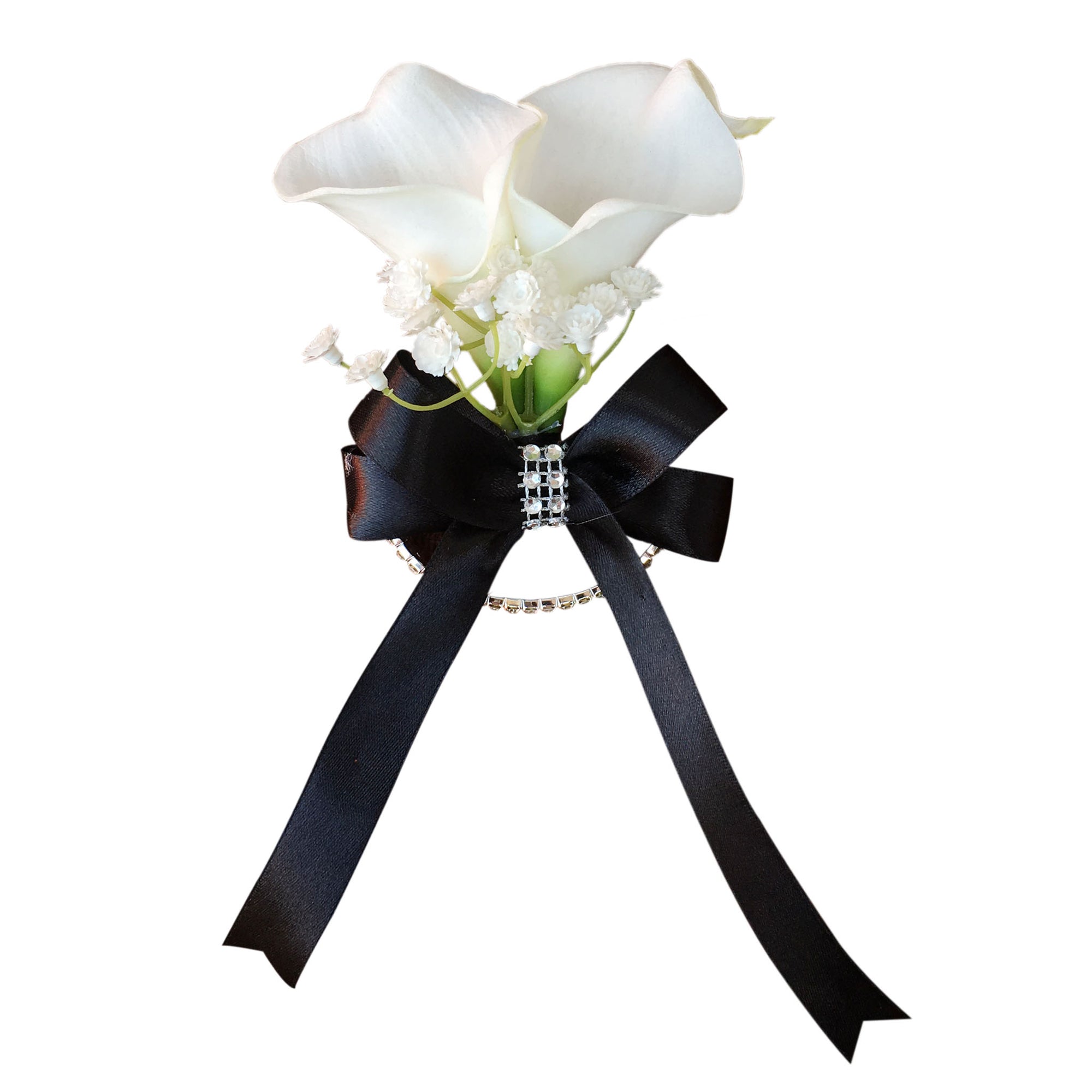 White Calla Lily Bouquet Corsages Boutonniere Teal Bridesmaids Bouquet