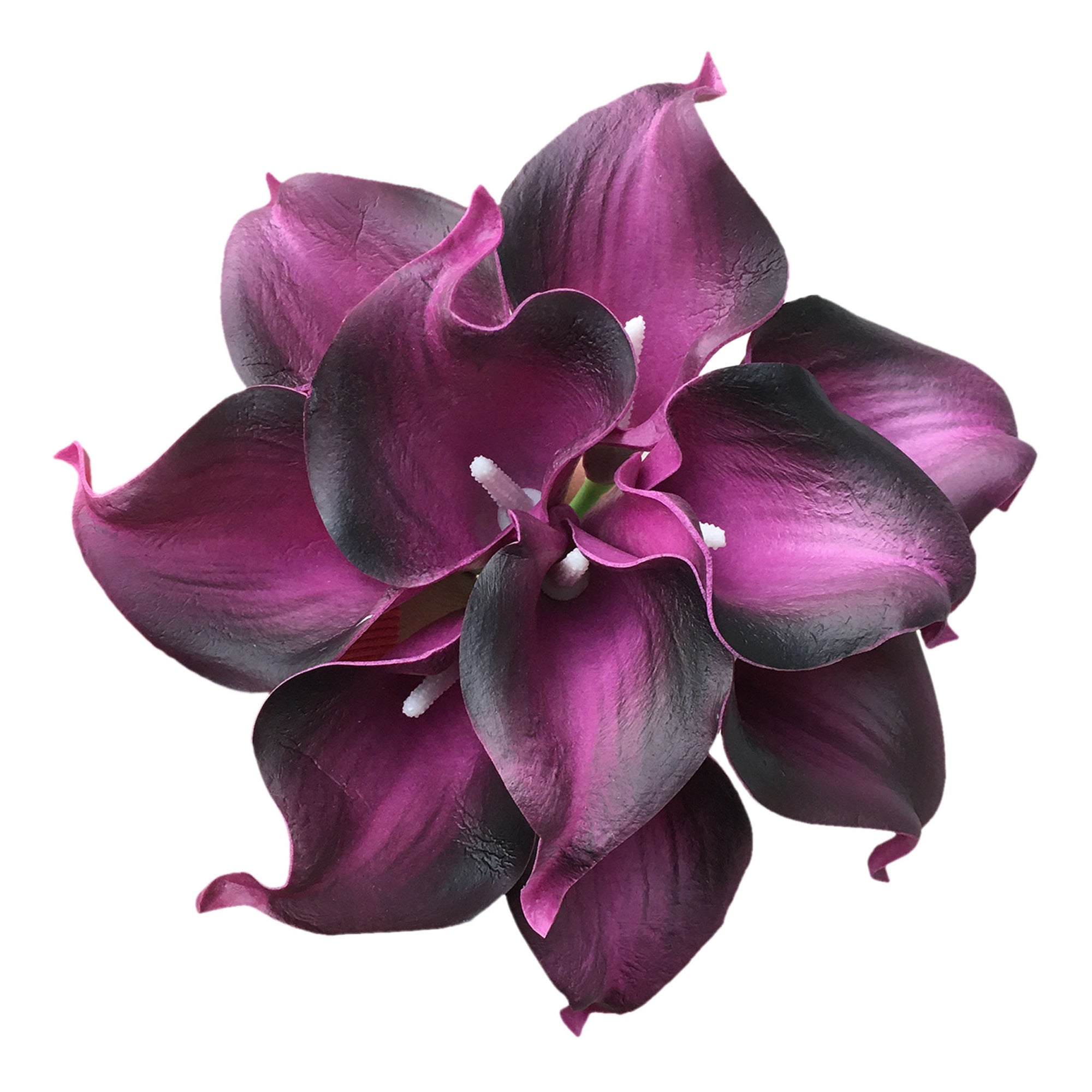 Plum Purple Calla Lily Flowers Real Touch Wedding Bouquet
